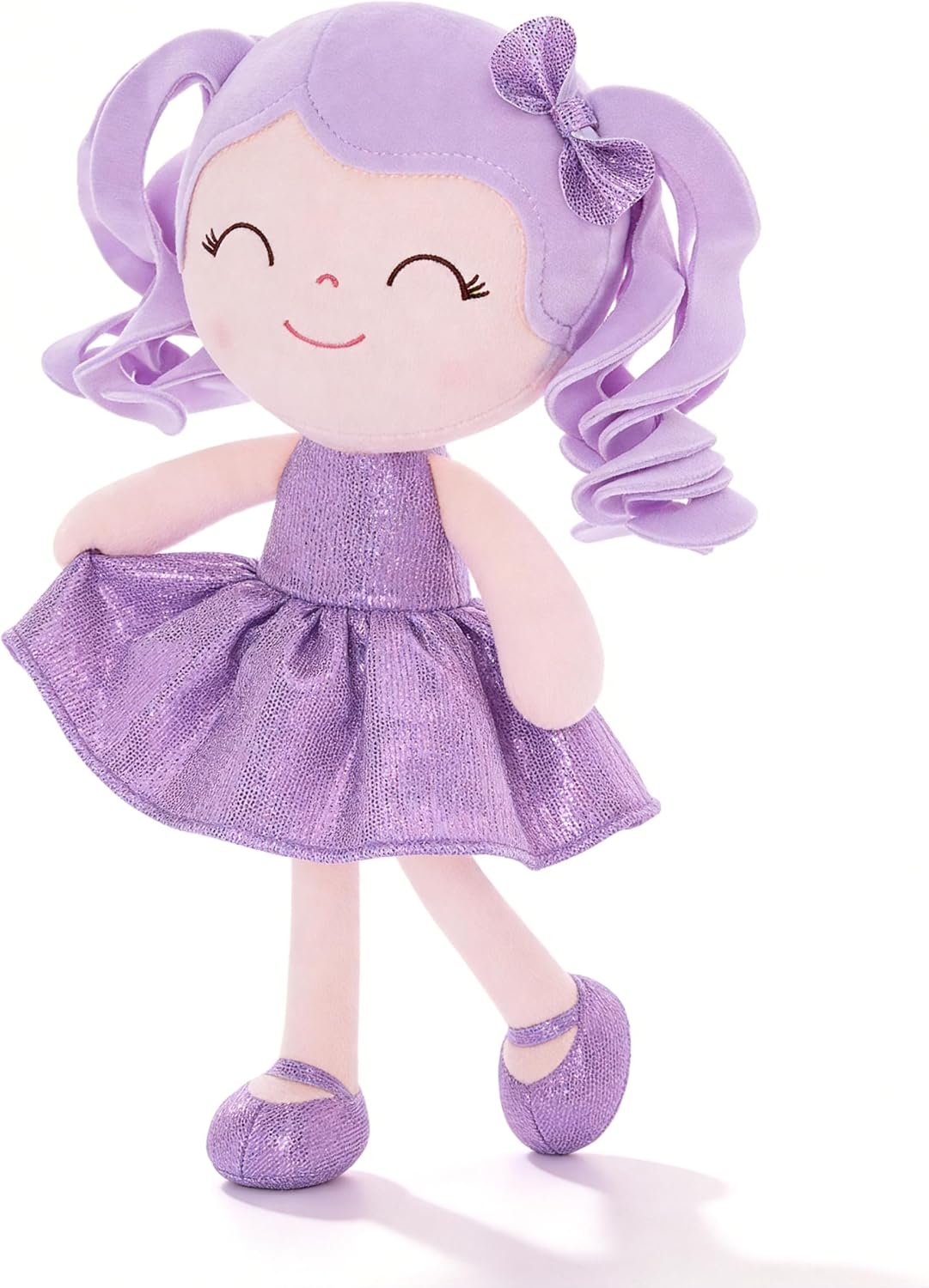 MUÑECA DE PELUCHE GLOVELEYA BEBÉ VESTIDO BRILLANTE PÚRPURA 30 CM - 1