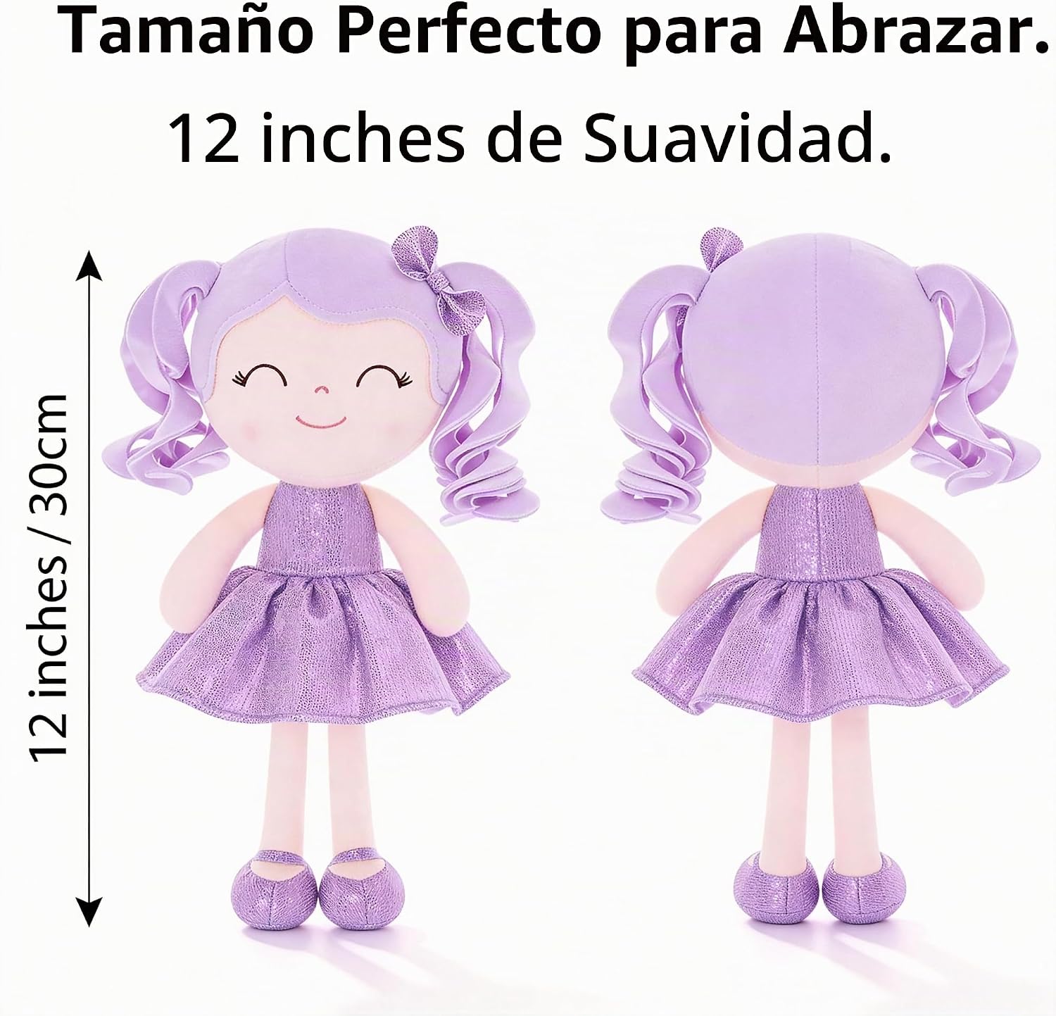 MUÑECA DE PELUCHE GLOVELEYA BEBÉ VESTIDO BRILLANTE PÚRPURA 30 CM - 3