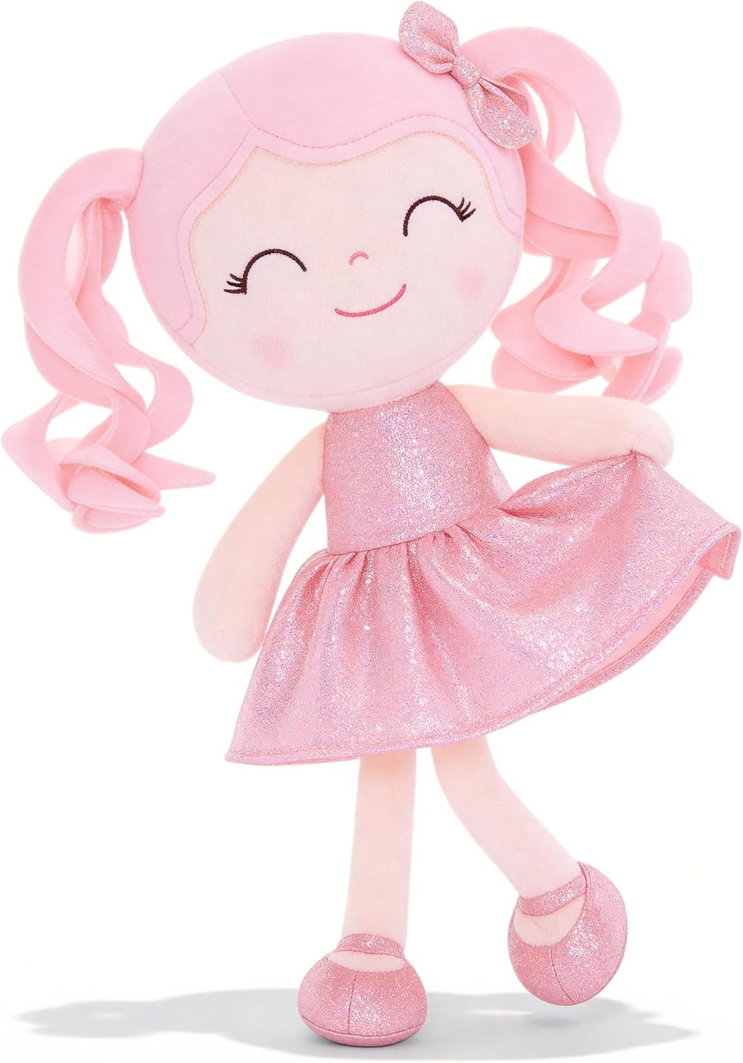 PELUCHE GLOVELEYA MUÑECA BEBÉ VESTIDO BRILLANTE ROSA 30 CM - 1