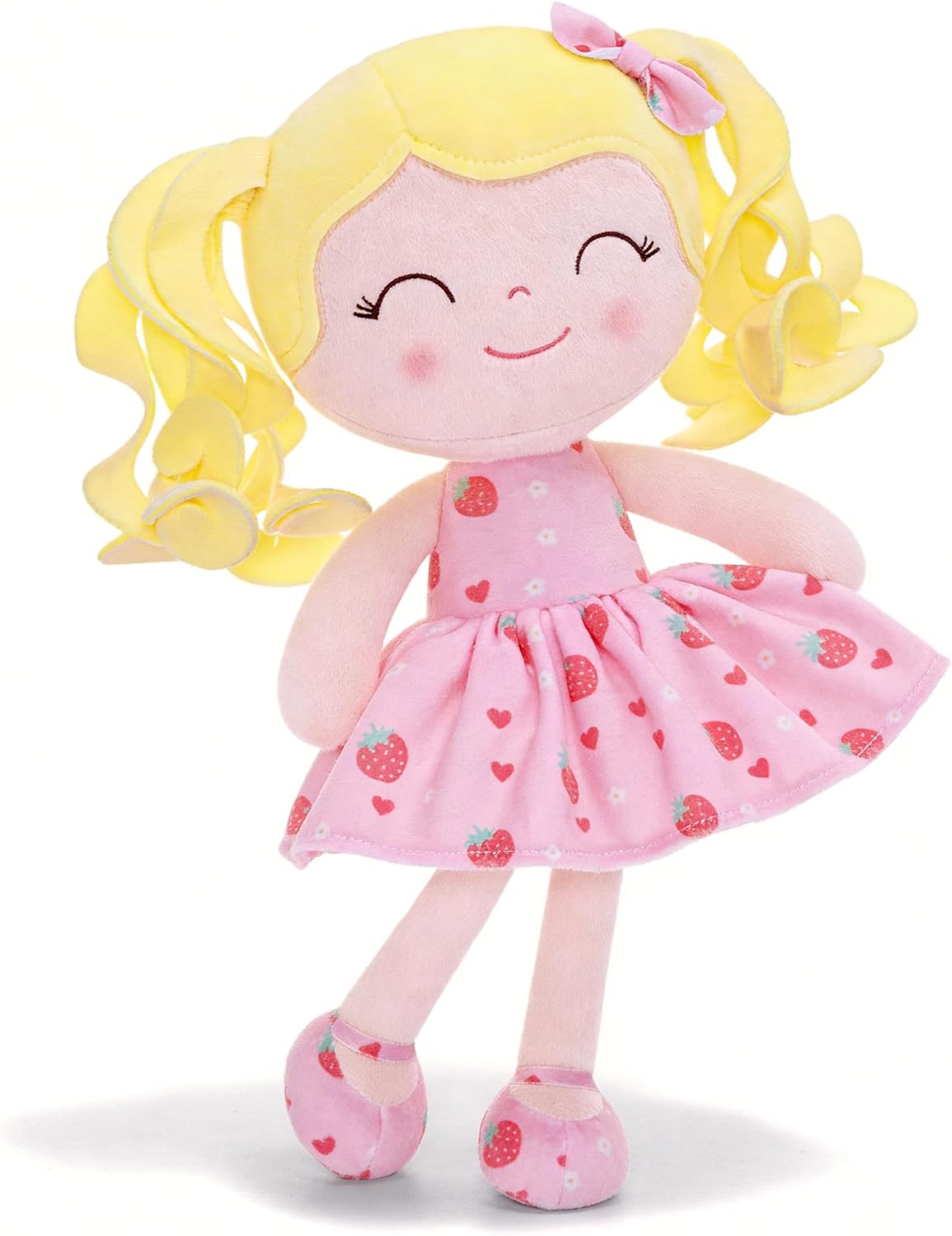 MUÑECA GLOVELEYA BABY DOLLS SOFT SNUGGLY SERIE FRUTAS VESTIDO FRESA 30 CM - 1