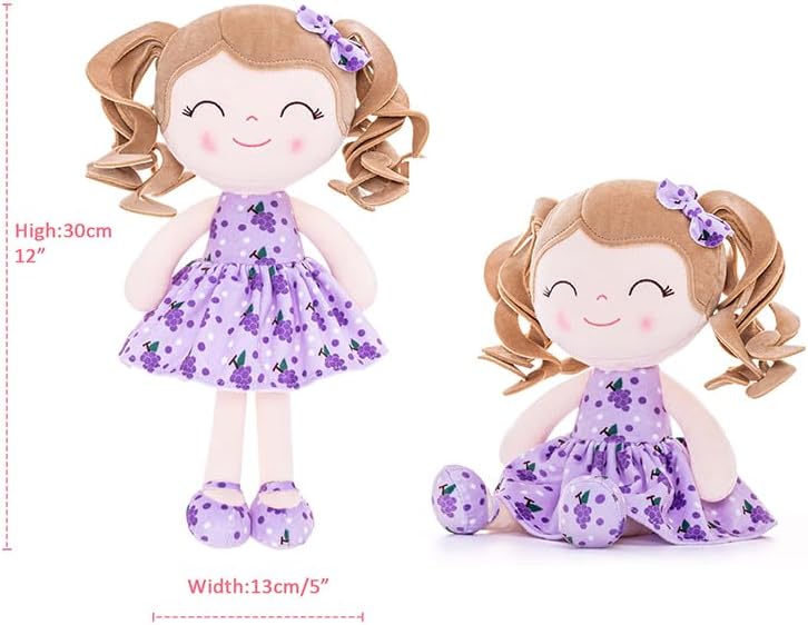 MUÑECA GLOVELEYA BABY DOLL SOFT SNUGGLY VESTIDO UVAS 30 CM - 3