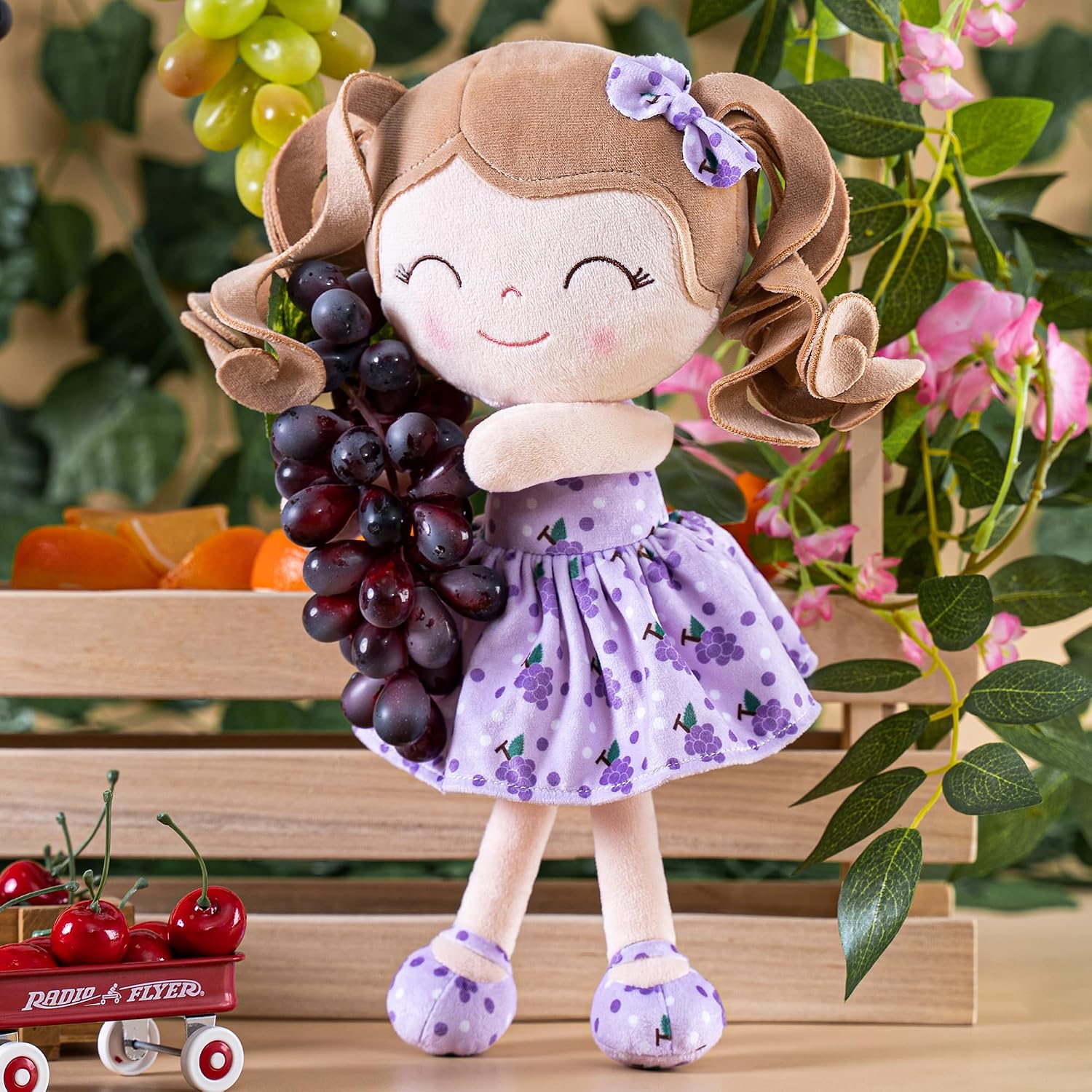 MUÑECA GLOVELEYA BABY DOLL SOFT SNUGGLY VESTIDO UVAS 30 CM - 4