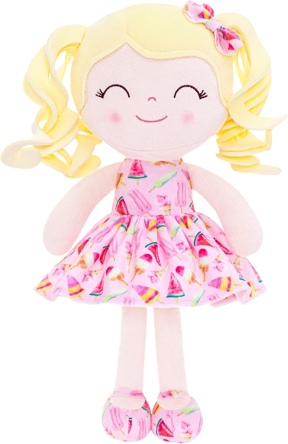 MUÑECA GLOVELEYA SOFT RAG DOLL CABELLO RUBIO RIZADO HELADO 30 CM - 1