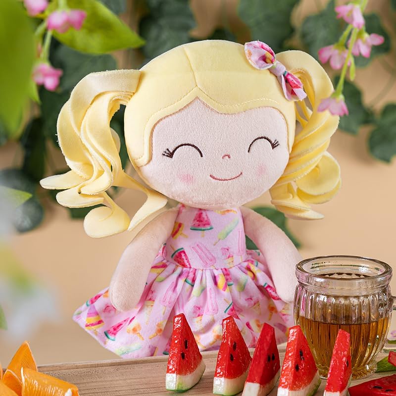 MUÑECA GLOVELEYA SOFT RAG DOLL CABELLO RUBIO RIZADO HELADO 30 CM - 2