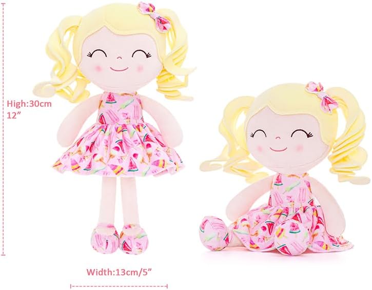 MUÑECA GLOVELEYA SOFT RAG DOLL CABELLO RUBIO RIZADO HELADO 30 CM - 3