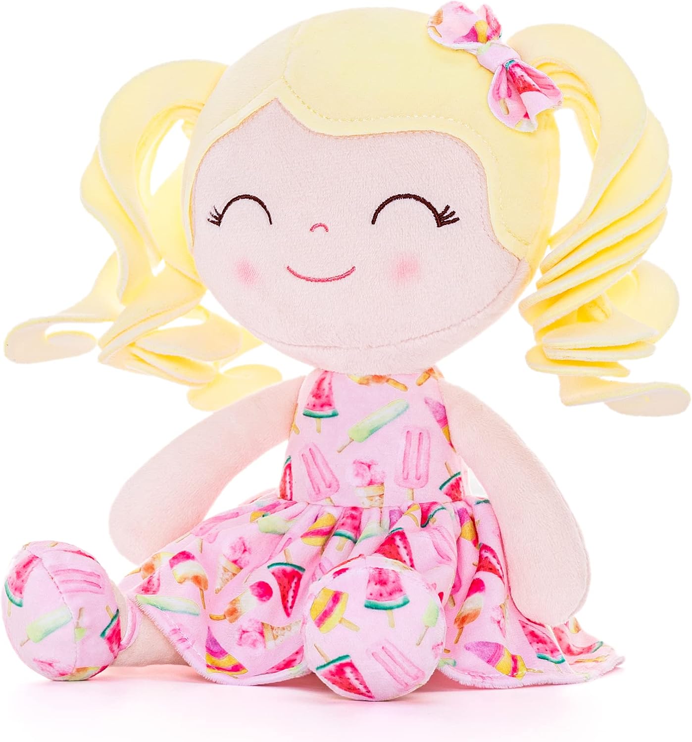 MUÑECA GLOVELEYA SOFT RAG DOLL CABELLO RUBIO RIZADO HELADO 30 CM - 4