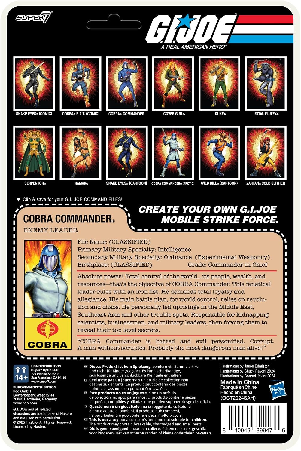 FIGURA DE ACCIÓN SUPER7 G.I. JOE REACTION+ ARCTIC COBRA COMMANDER ESCALA 3.75 PULGADAS - 4