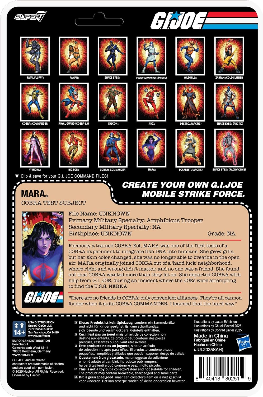 FIGURA DE ACCIÓN SUPER7 REACTION+ G.I. JOE MARA 3.75 PULGADAS - 5