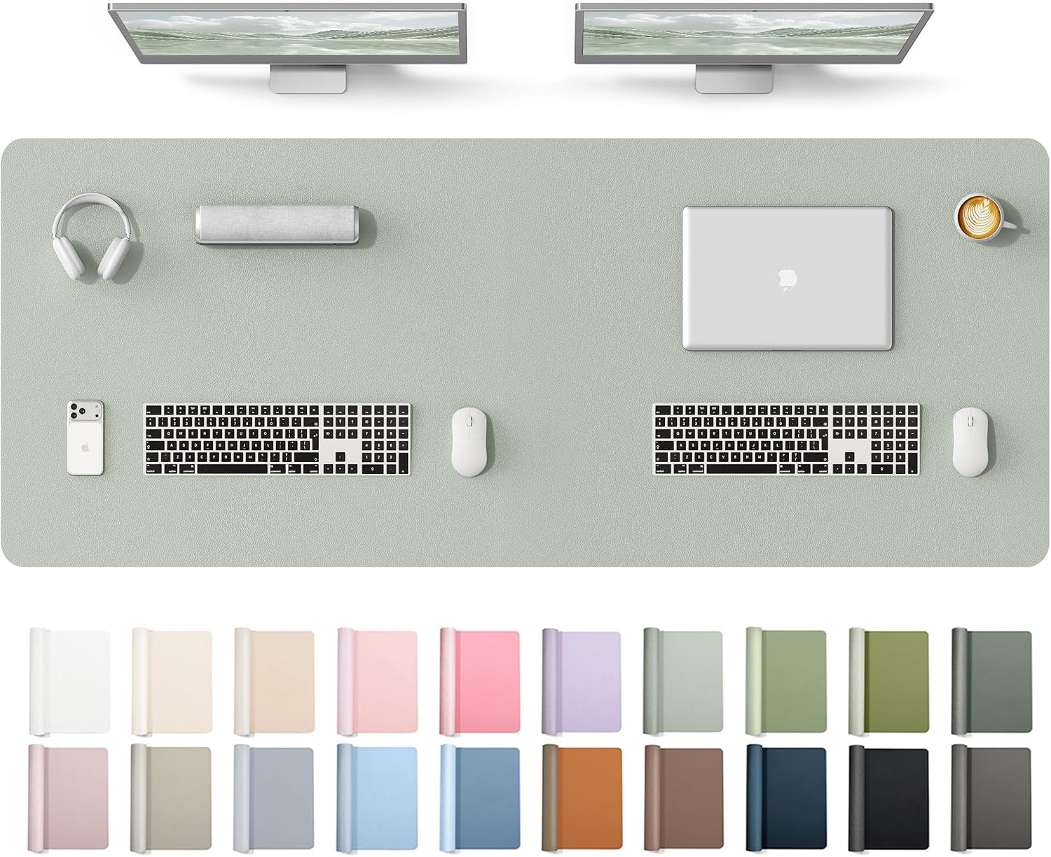 MOUSE PAD YSAGI LEATHER DESK PROTECTOR GRANDE 160 X 61 CM VERDE GRISÁCEO - 1