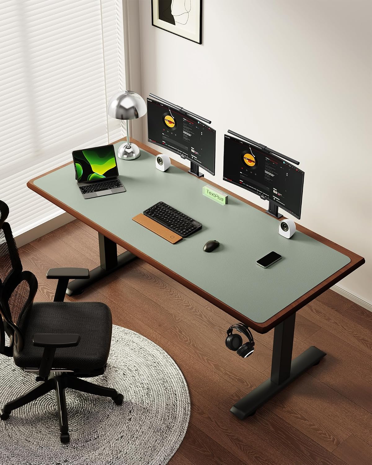 MOUSE PAD YSAGI LEATHER DESK PROTECTOR GRANDE 160 X 61 CM VERDE GRISÁCEO - 2