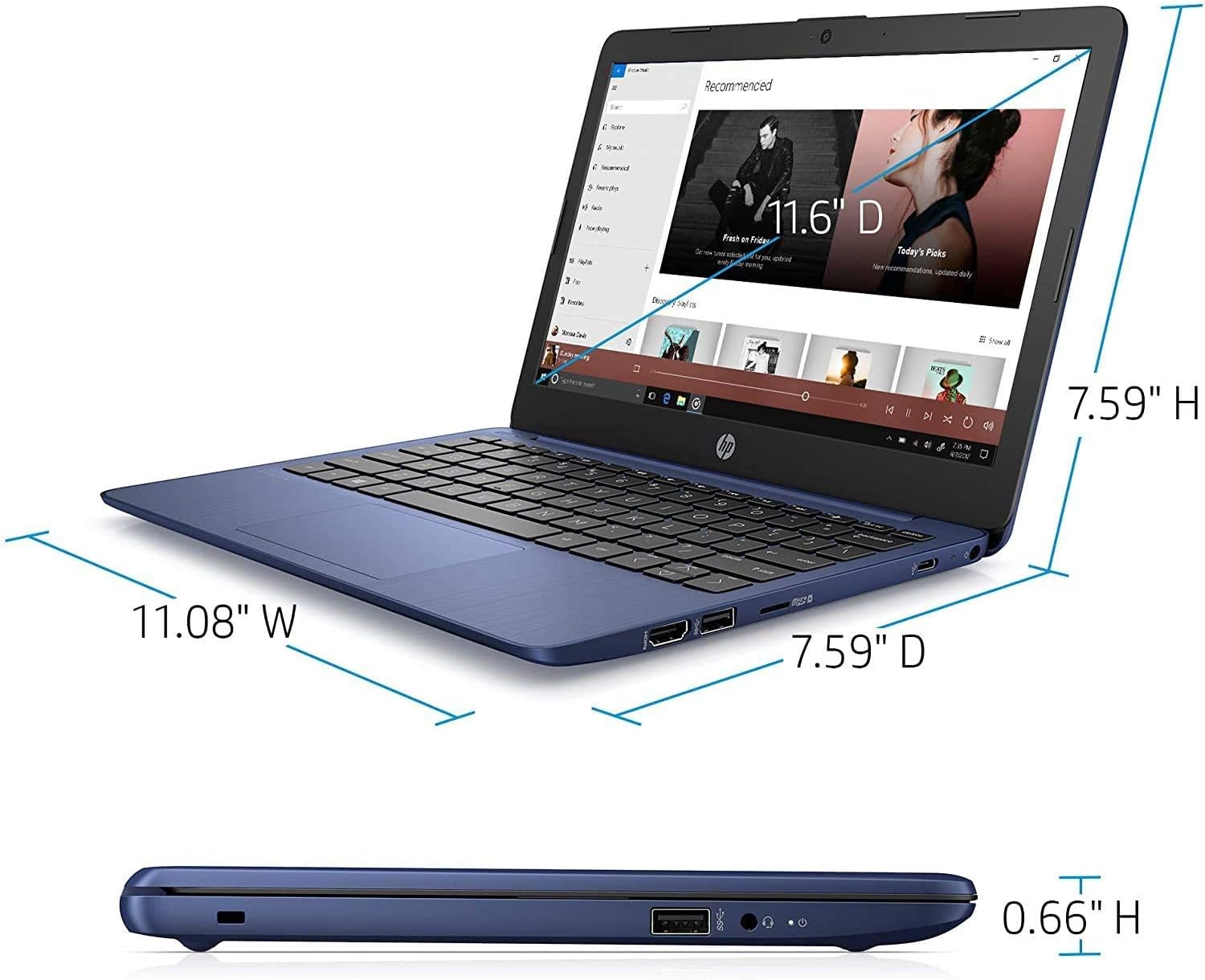 LAPTOP HP STREAM 11.6 PULGADAS HD INTEL CELERON N4000 4GB RAM 32GB EMMC AZUL REAL - 4