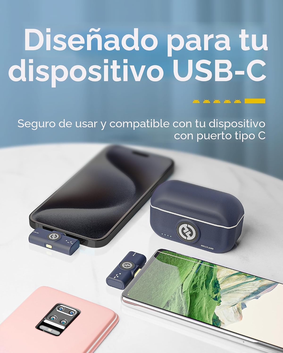 MICRÓFONO INALÁMBRICO HOLLYLAND LARK M2 USB-C CON CANCELACIÓN DE RUIDO Y BATERÍA DE 30 HORAS - 5