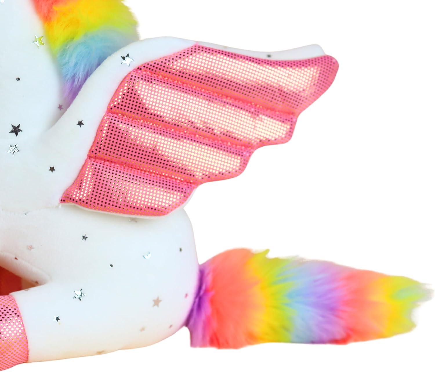 PELUCHE UNICORNIO PERSONALIZADO CON CRIN ARCOÍRIS Y ALAS ROSA 12 PULGADAS - 5