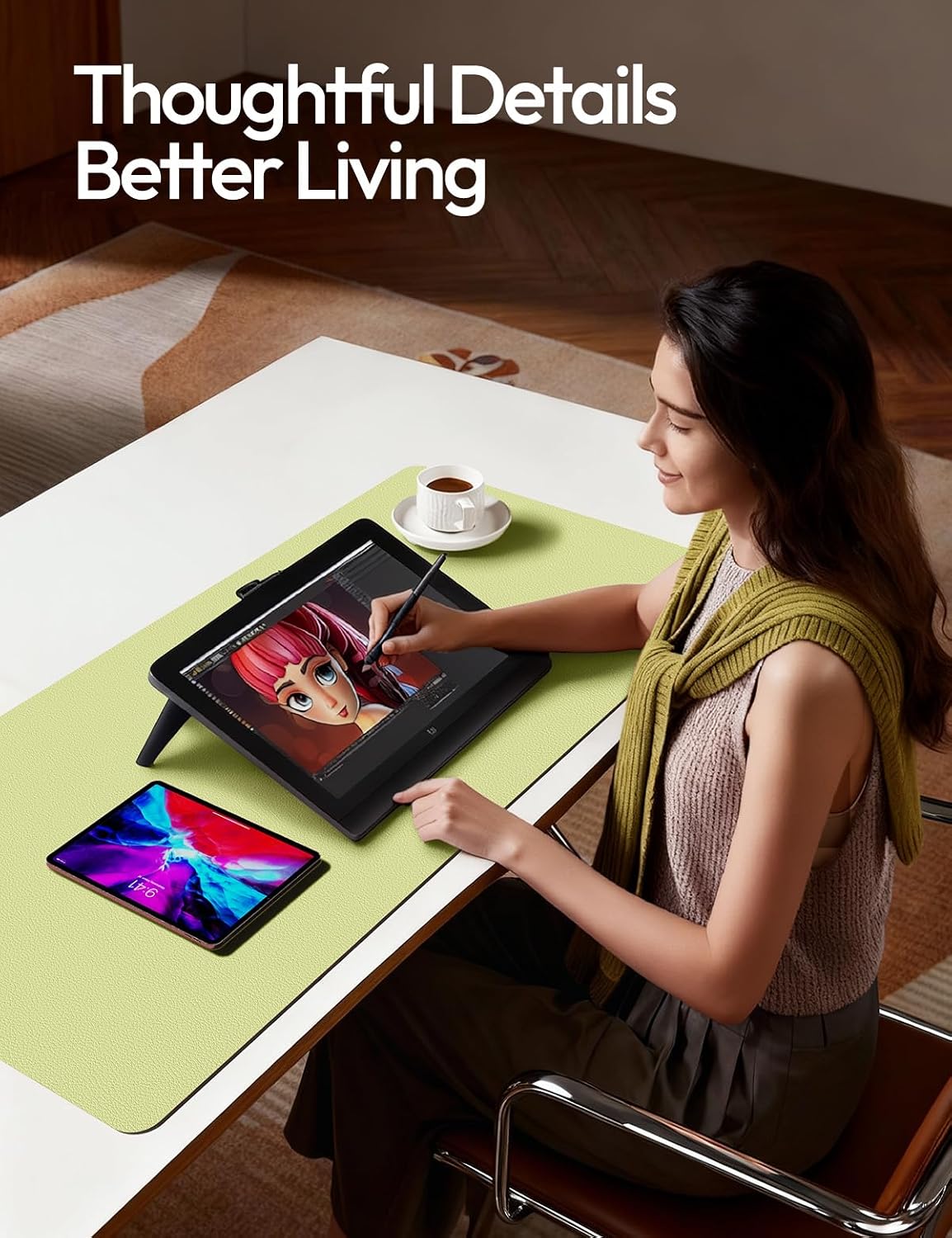MOUSE PAD YSAGI LEATHER DESK PROTECTOR GRANDE 120 X 60 CM VERDE - 3