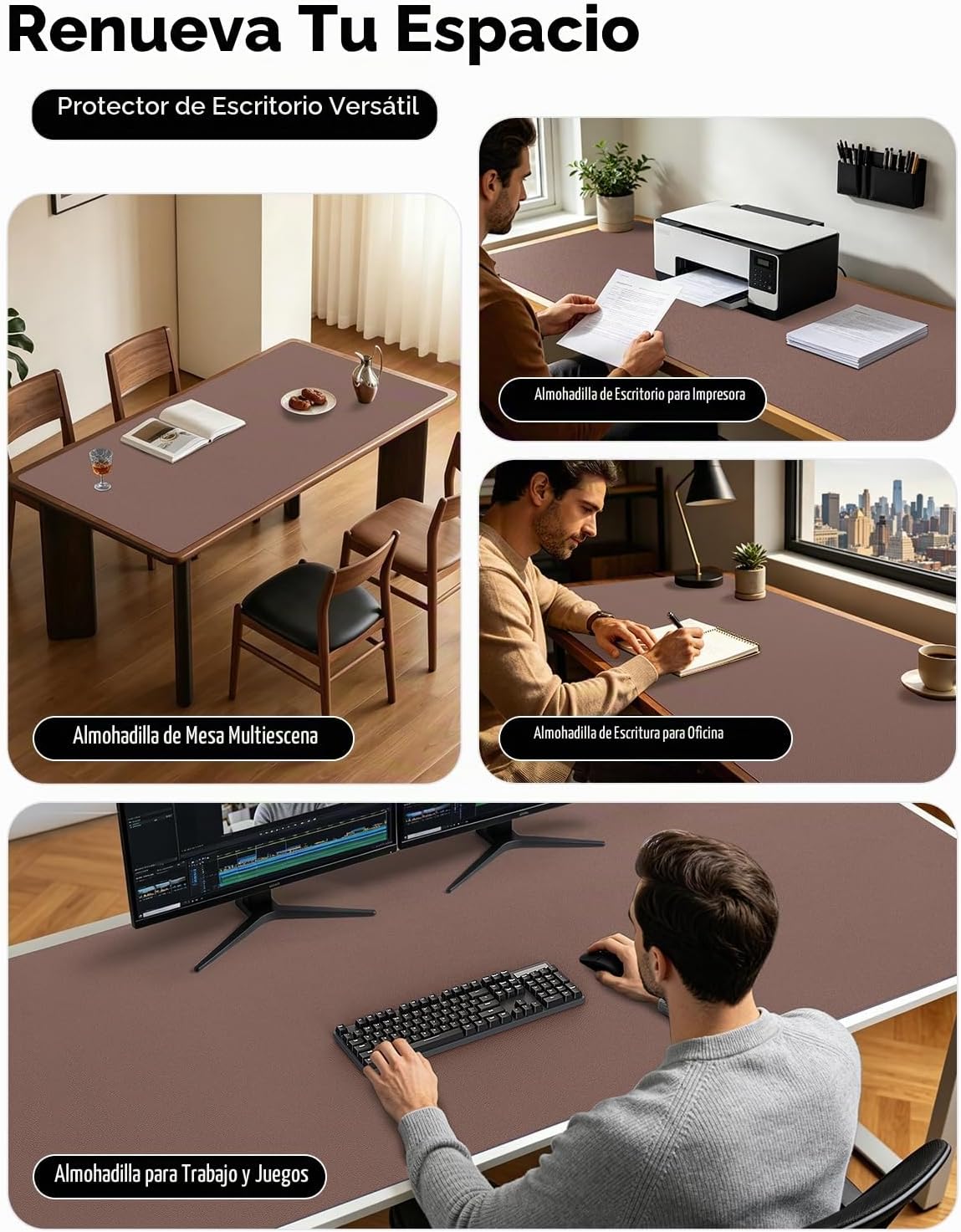 MOUSE PAD YSAGI LEATHER DESK PROTECTOR GRANDE 120 X 60 CM CHOCOLATE - 2