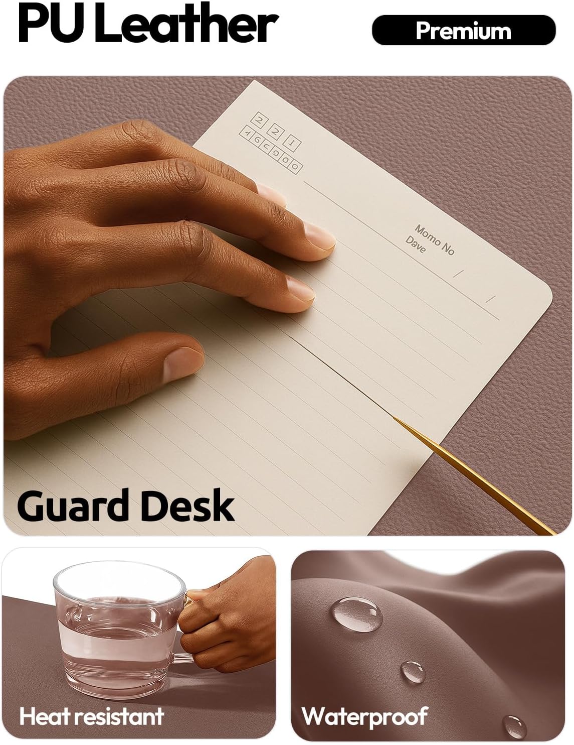MOUSE PAD YSAGI LEATHER DESK PROTECTOR GRANDE 120 X 60 CM CHOCOLATE - 3