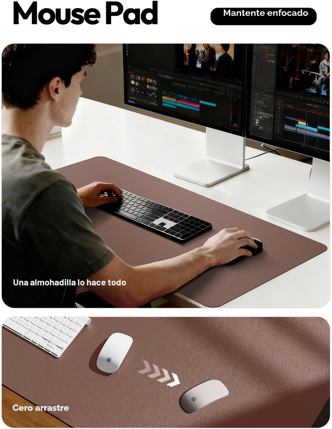 MOUSE PAD YSAGI LEATHER DESK PROTECTOR GRANDE 120 X 60 CM CHOCOLATE - 4