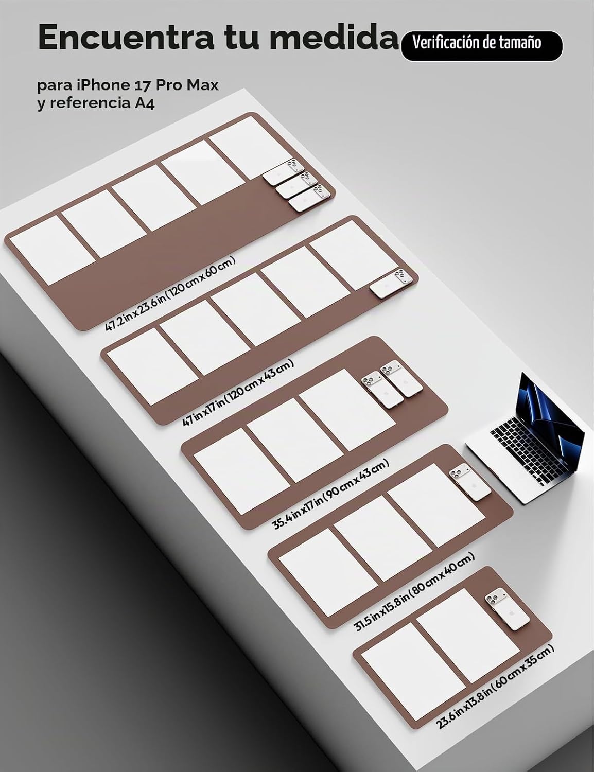 MOUSE PAD YSAGI LEATHER DESK PROTECTOR GRANDE 120 X 60 CM CHOCOLATE - 5