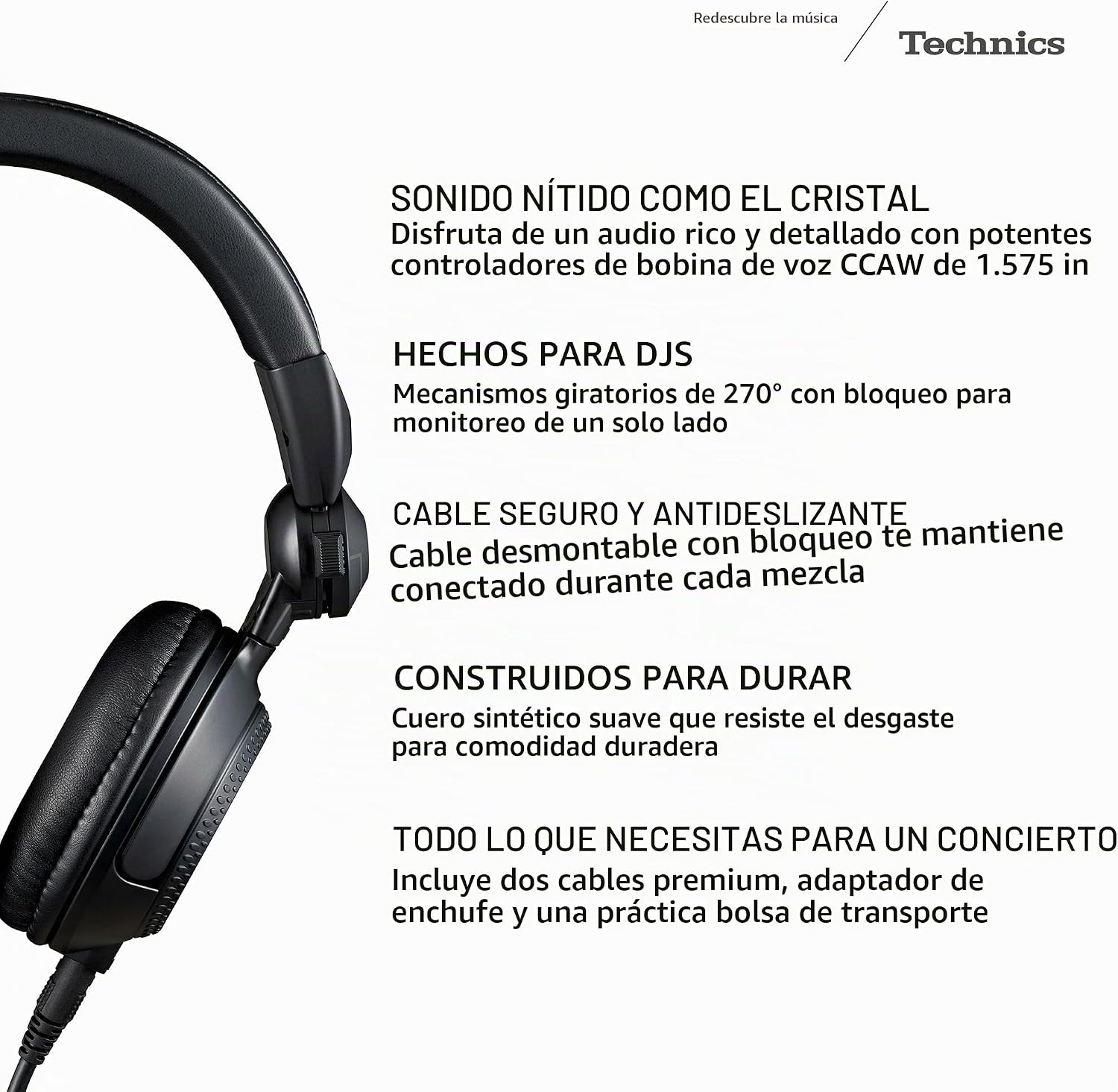 AUDÍFONOS TECHNICS PROFESSIONAL DJ EAH-DJ1200 NEGRO - 2