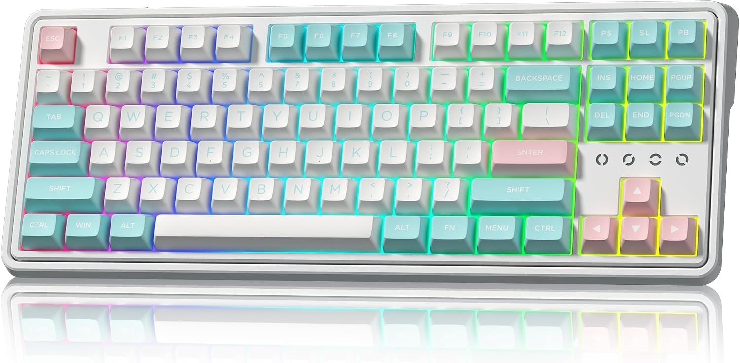 TECLADO MECÁNICO GAMING 75% FL ESPORTS INALÁMBRICO BLANCO CON SWITCHES HOT-SWAP - 1