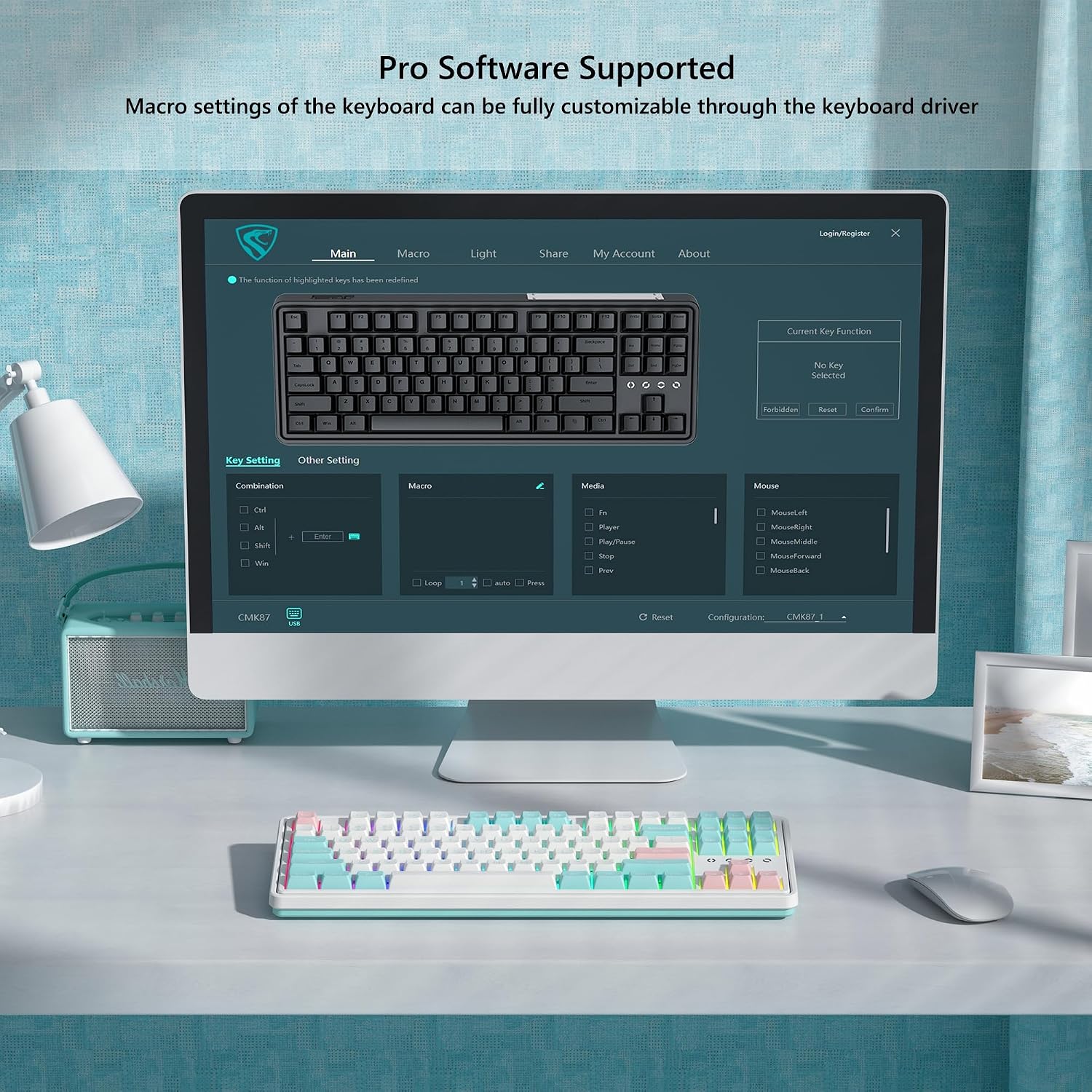 TECLADO MECÁNICO GAMING 75% FL ESPORTS INALÁMBRICO BLANCO CON SWITCHES HOT-SWAP - 5