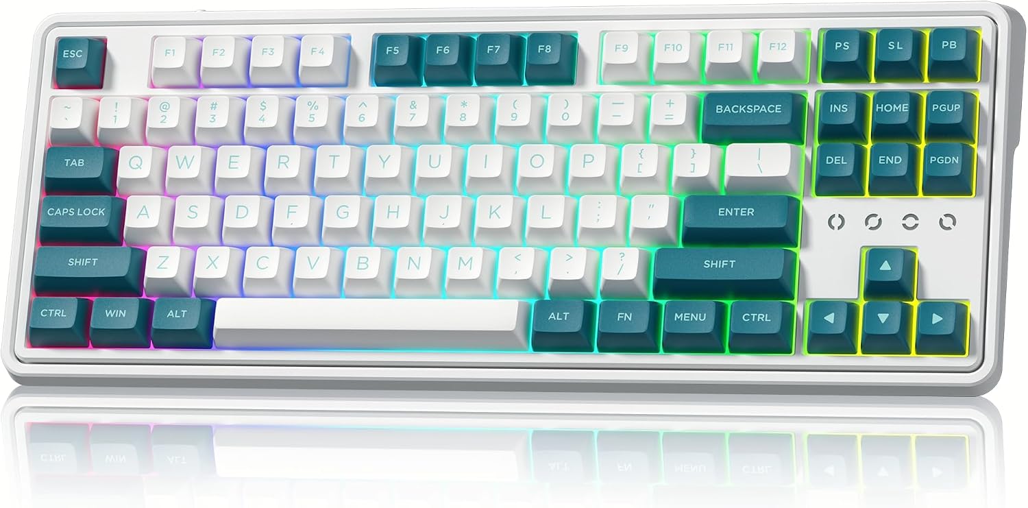 TECLADO GAMER MECÁNICO 75% INALÁMBRICO FL ESPORTS CMK87 VERDE - 1
