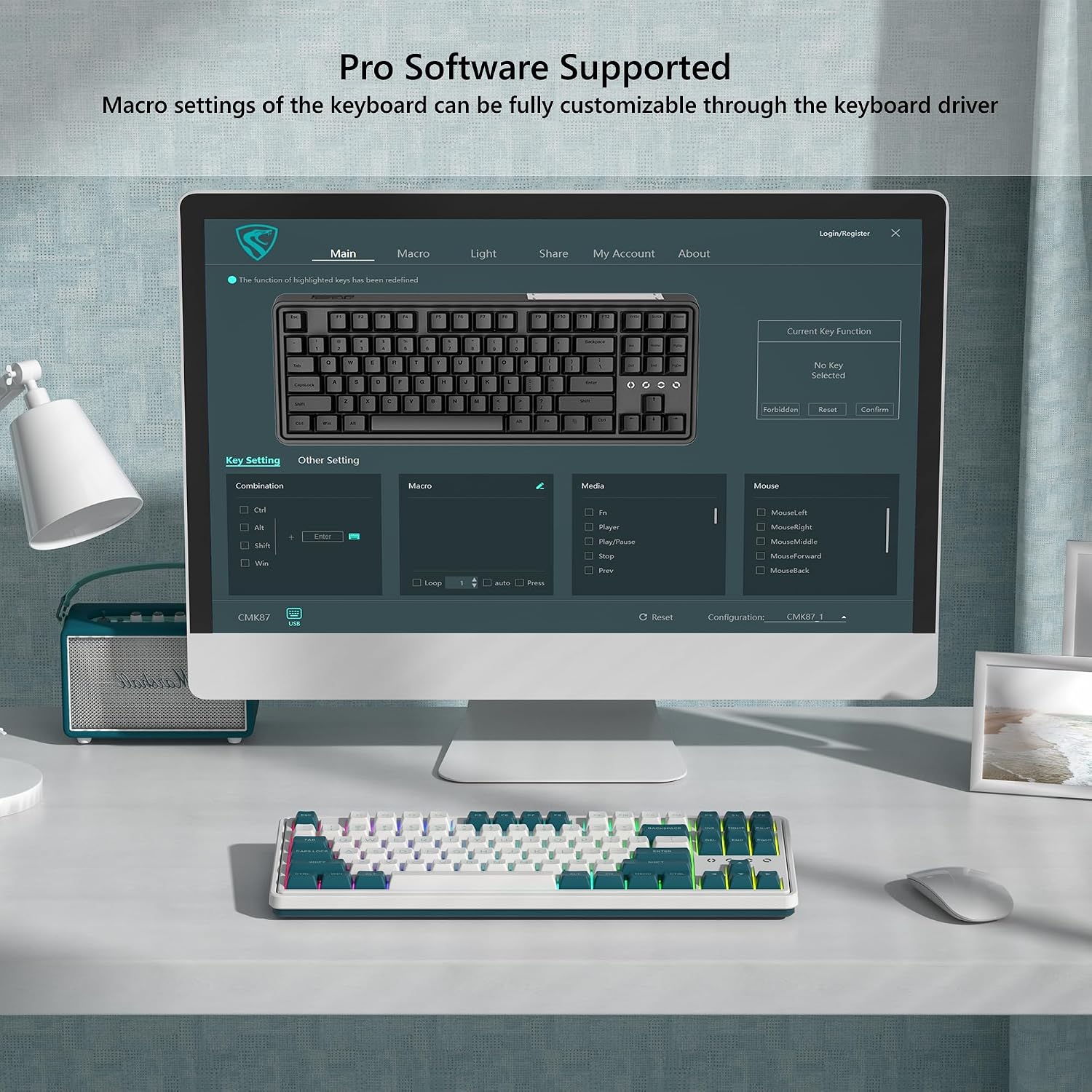 TECLADO GAMER MECÁNICO 75% INALÁMBRICO FL ESPORTS CMK87 VERDE - 3