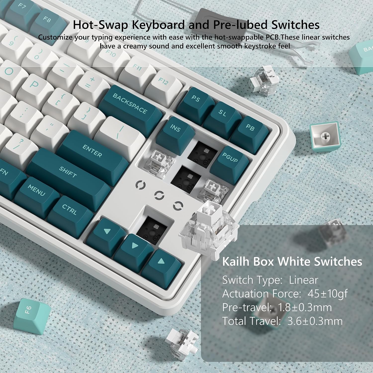 TECLADO GAMER MECÁNICO 75% INALÁMBRICO FL ESPORTS CMK87 VERDE - 5