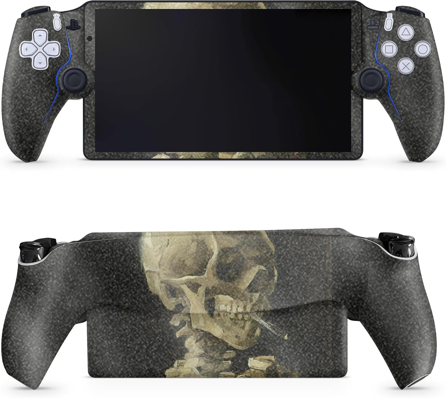 SKIN GLOSSY GLITTER PARA PS5 PORTAL REMOTE PLAYER CALAVERA CON CIGARRO - 1