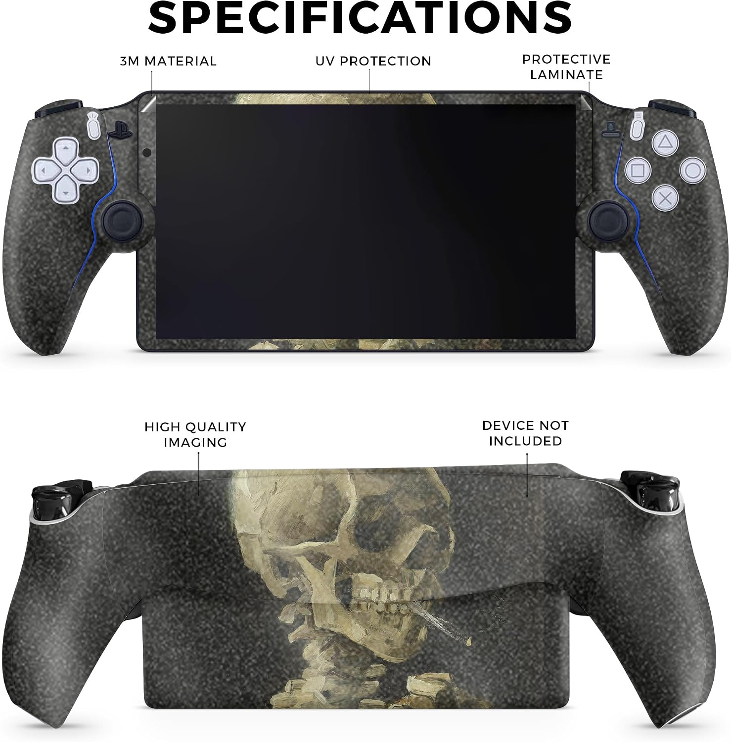 SKIN GLOSSY GLITTER PARA PS5 PORTAL REMOTE PLAYER CALAVERA CON CIGARRO - 2