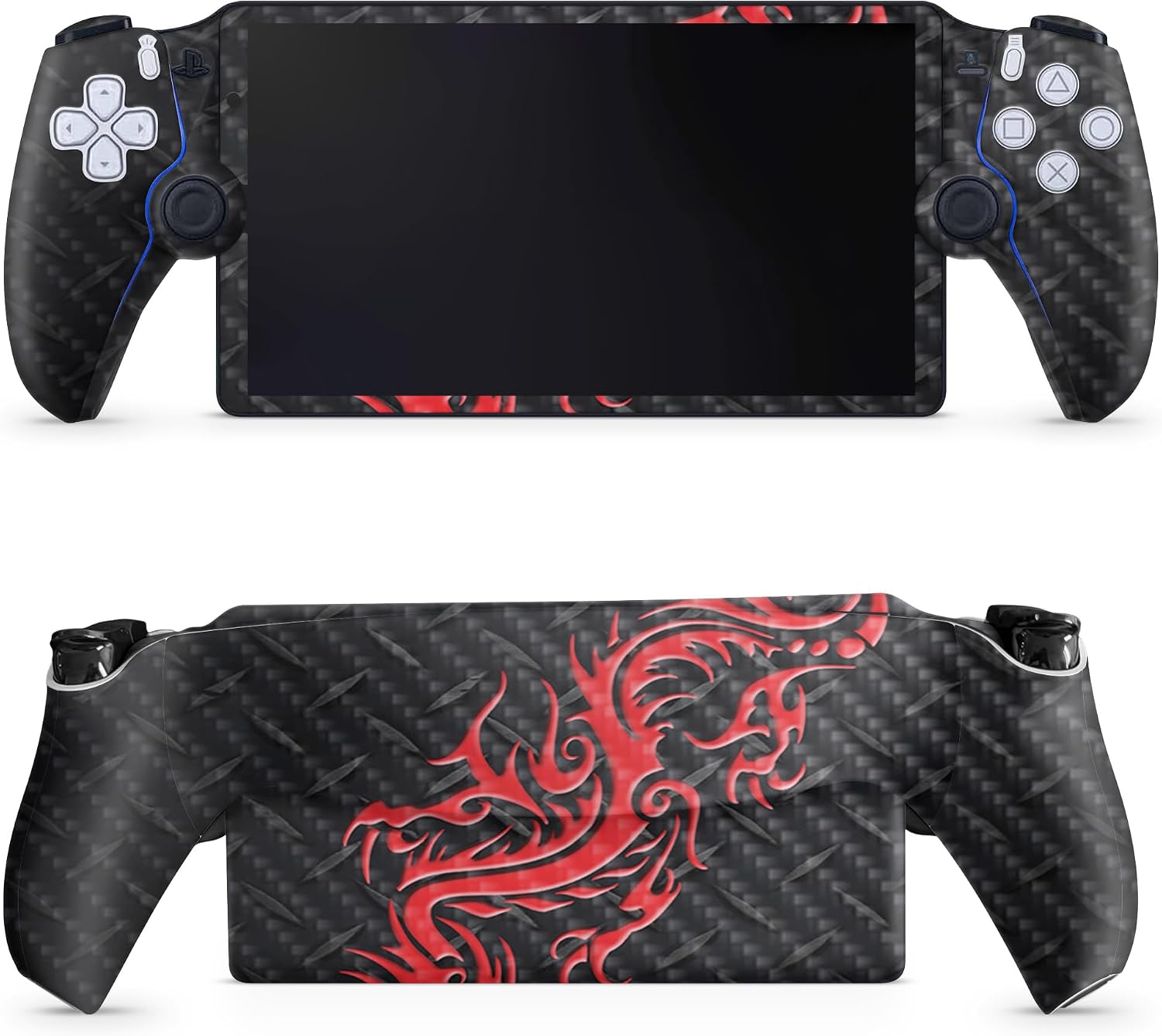 SKIN PROTECTOR PS5 PORTAL REMOTE PLAYER FIBRA DE CARBONO DRAGÓN ROJO MIGHTYSKINS - 1