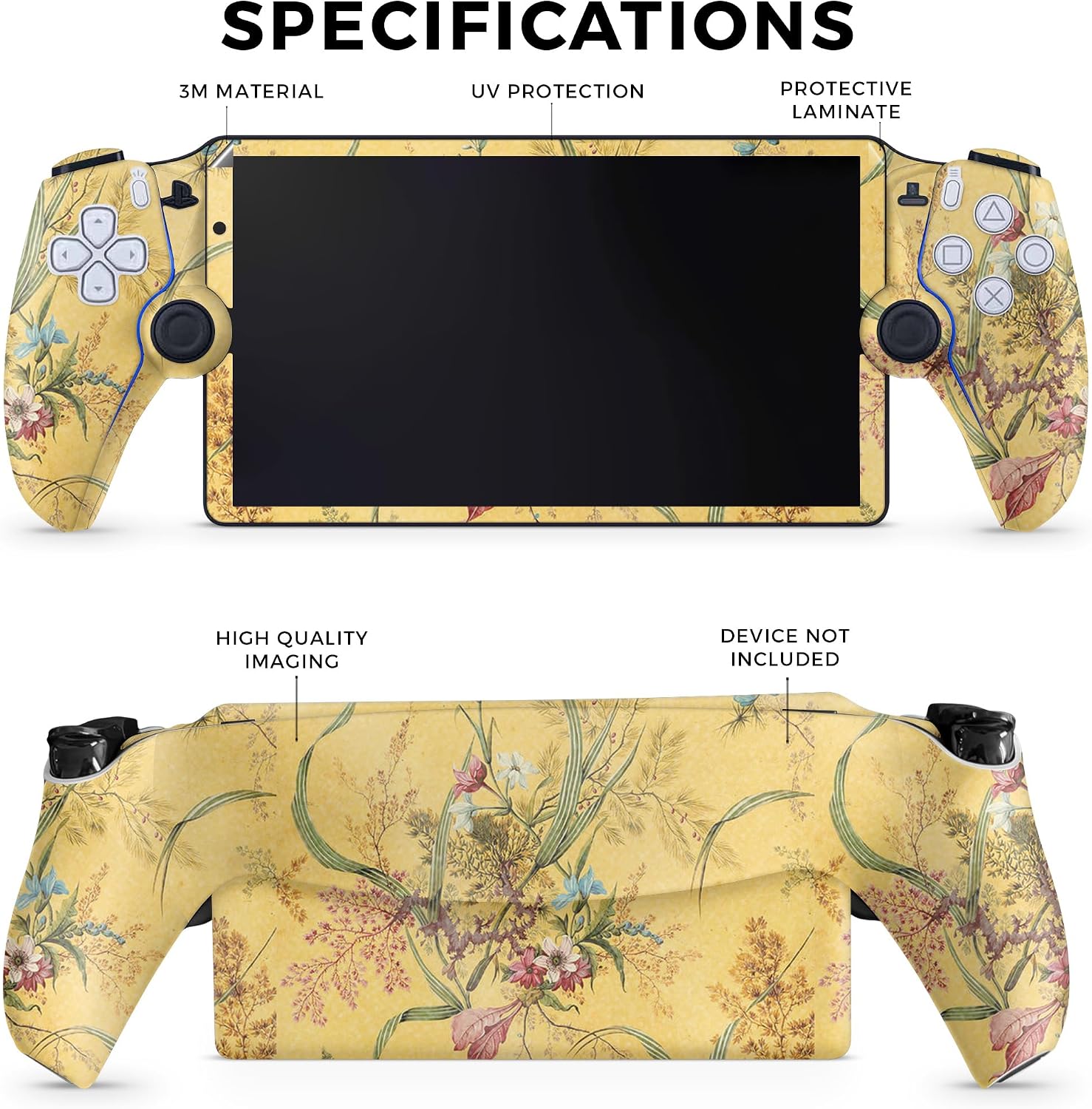 SKIN GLOSSY GLITTER GAMING PARA PS5 PORTAL REMOTE PLAYER MÁRMOL AMARILLO - 2