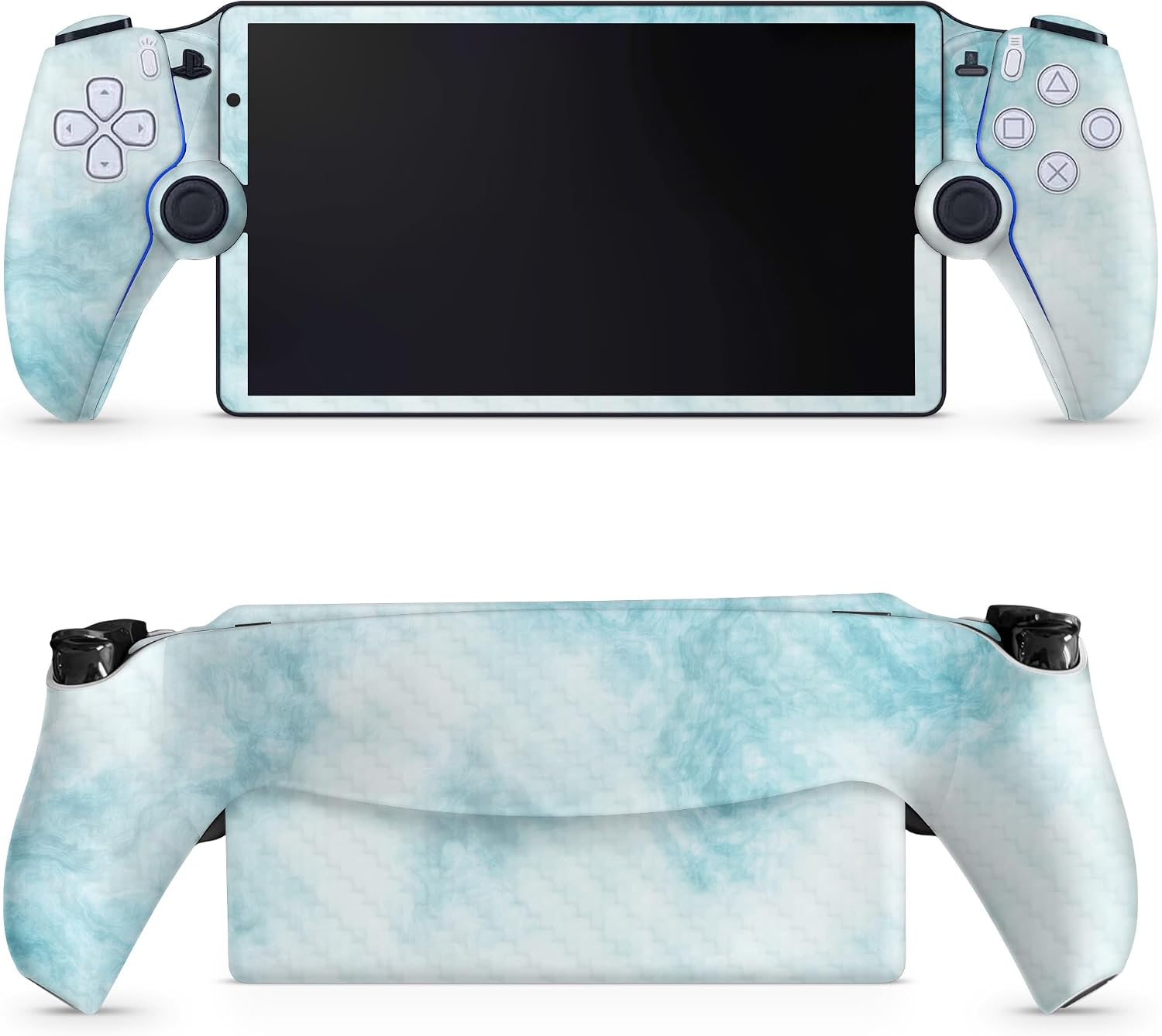 SKIN DE VINILO PARA PS5 PORTAL REMOTE PLAYER CARBON FIBER MÁRMOL AZUL - 1