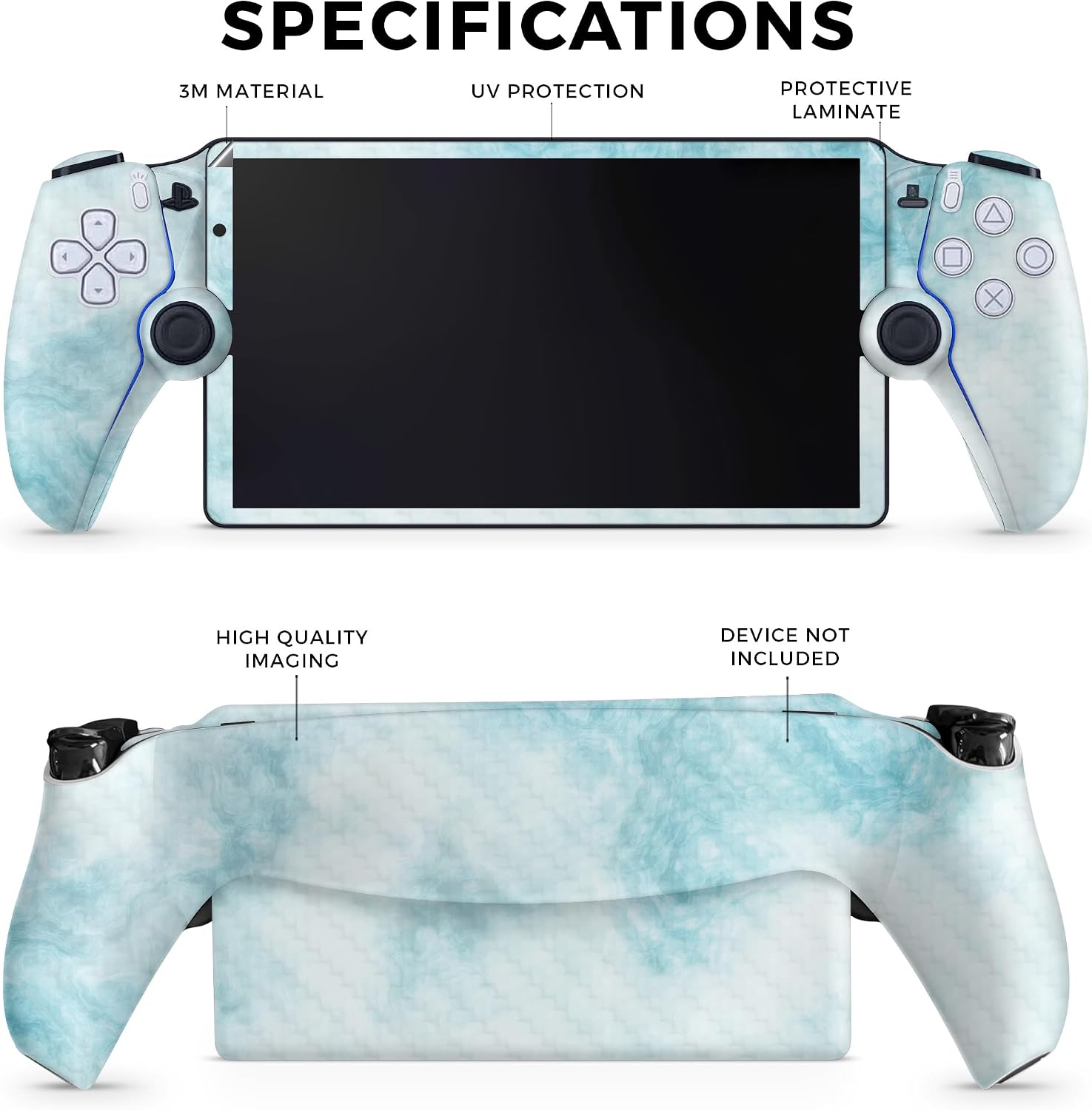 SKIN DE VINILO PARA PS5 PORTAL REMOTE PLAYER CARBON FIBER MÁRMOL AZUL - 2