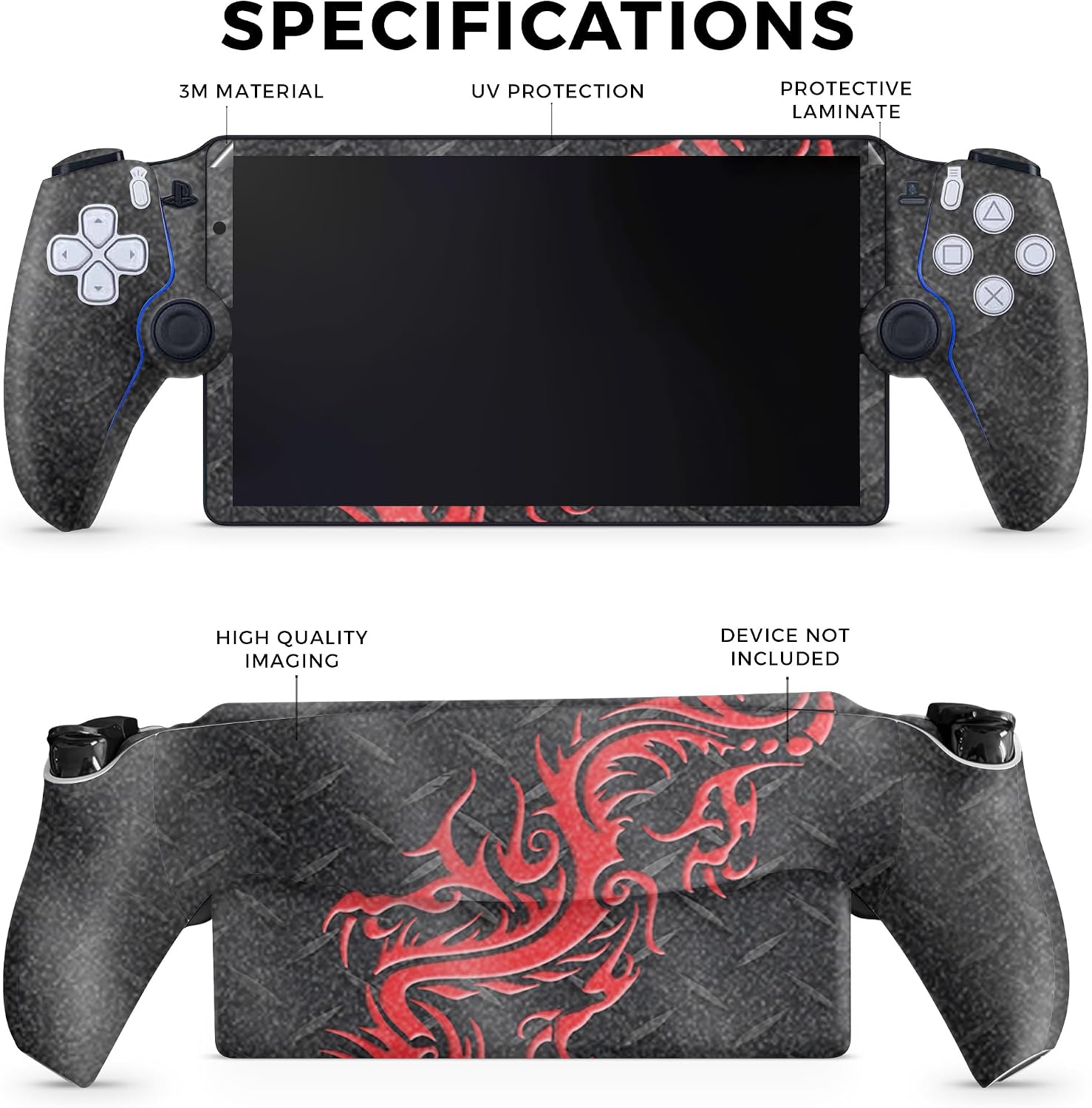 SKIN GLOSSY GLITTER GAMING PARA PS5 PORTAL REMOTE PLAYER DRAGÓN ROJO - 2