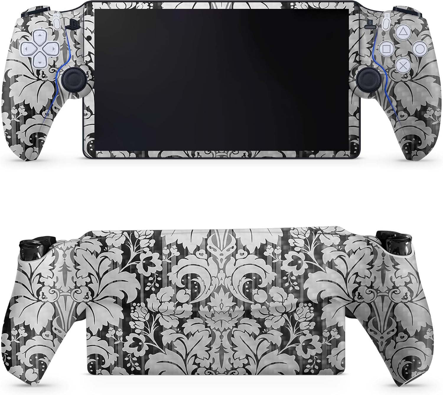 SKIN DE VINIL PARA PS5 PORTAL REMOTE PLAYER CARBON FIBER FLORAL RETRO - 1