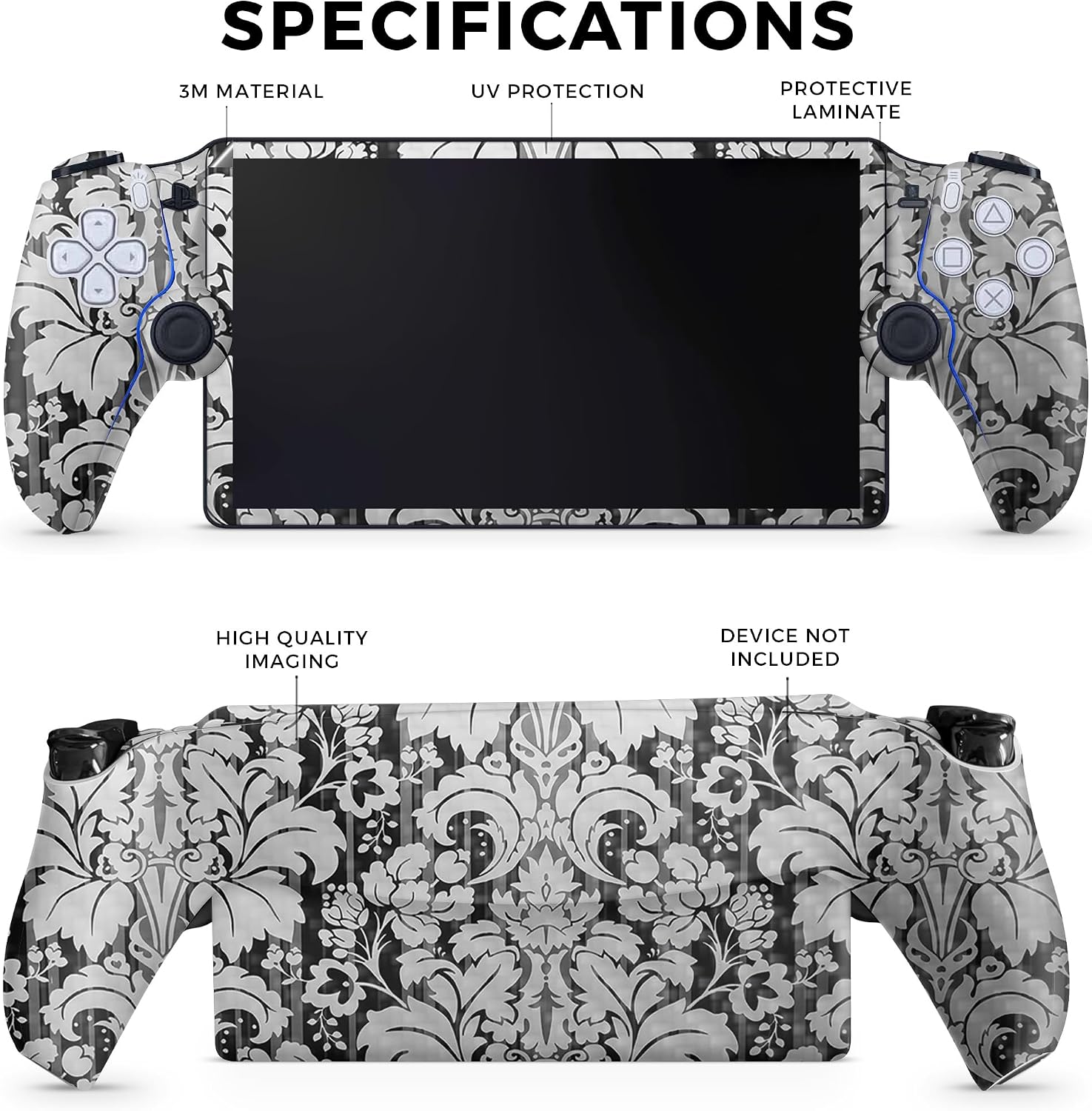 SKIN DE VINIL PARA PS5 PORTAL REMOTE PLAYER CARBON FIBER FLORAL RETRO - 2