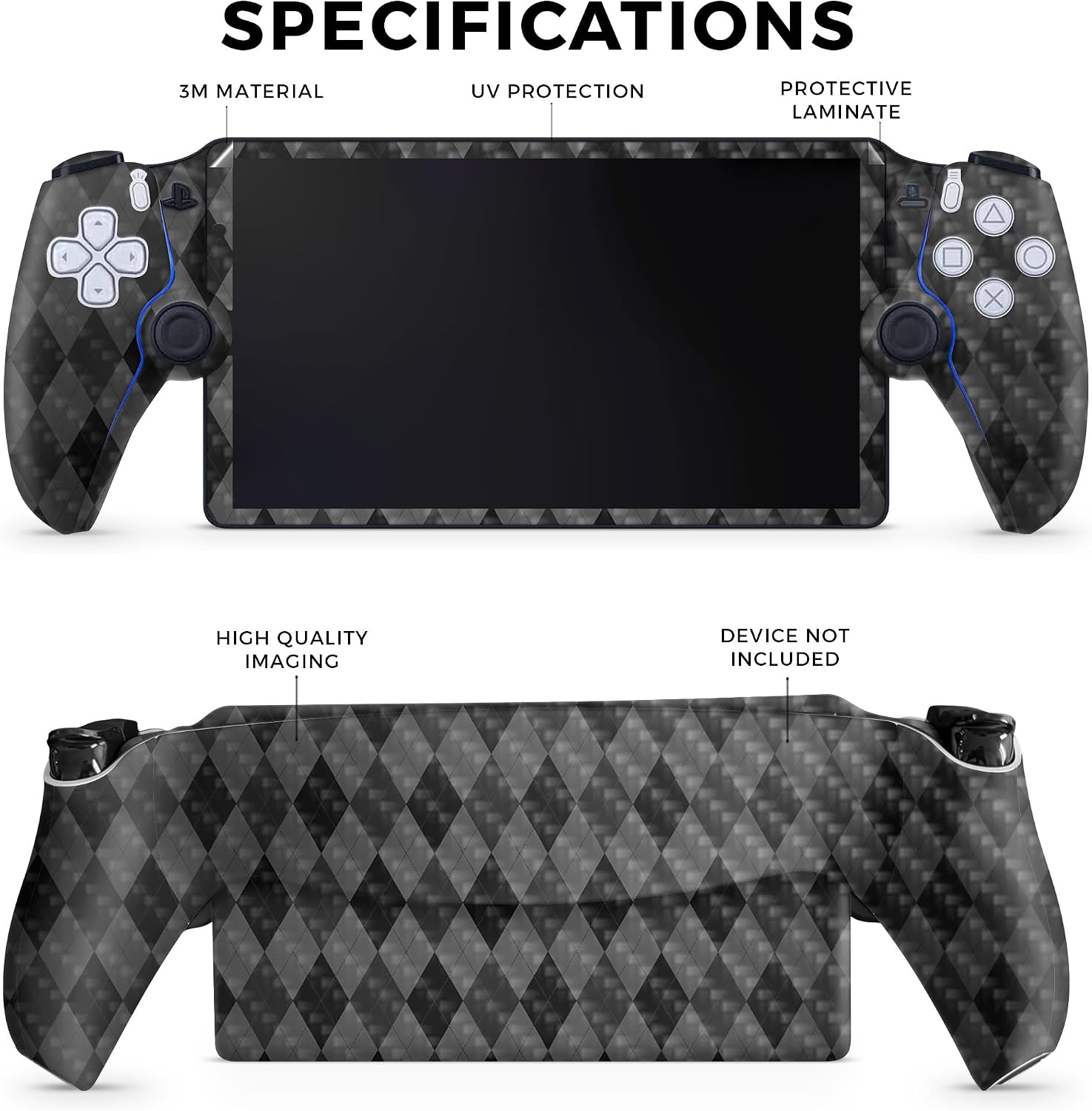 SKIN DE VINILO CARBON FIBER PARA PS5 PORTAL REMOTE PLAYER NEGRO ARGYLE - 2