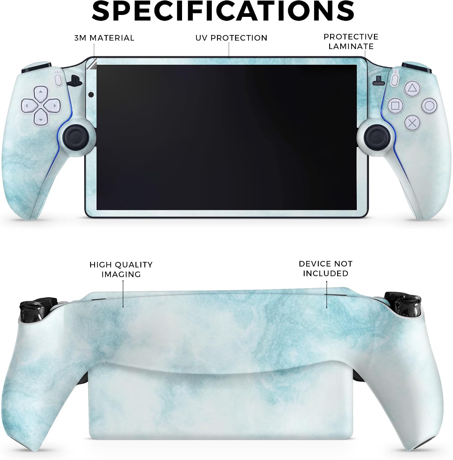 SKIN GLOSSY GLITTER GAMING PARA PS5 PORTAL REMOTE PLAYER MÁRMOL AZUL - 2