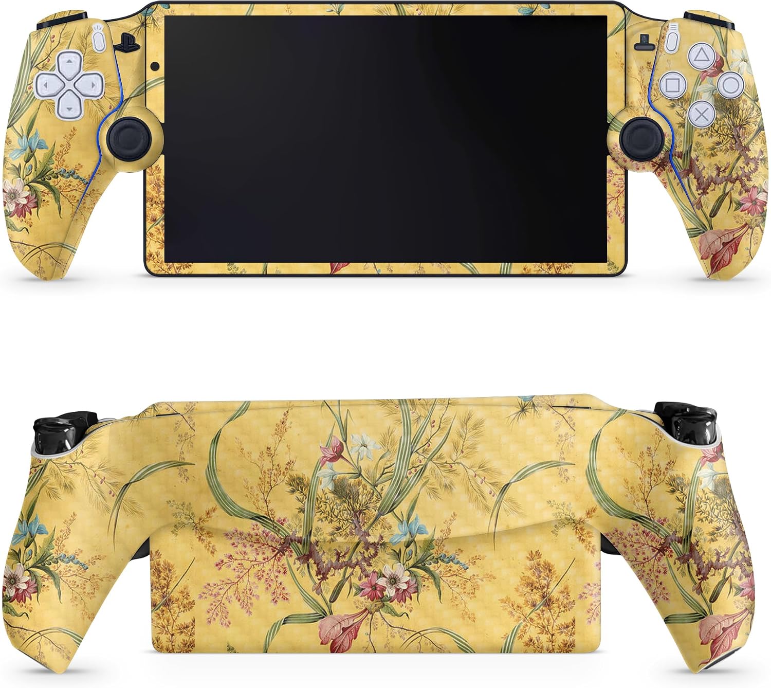 SKIN PROTECTOR PS5 PORTAL REMOTE PLAYER FIBRA DE CARBONO MÁRMOL AMARILLO MIGHTYSKINS - 1