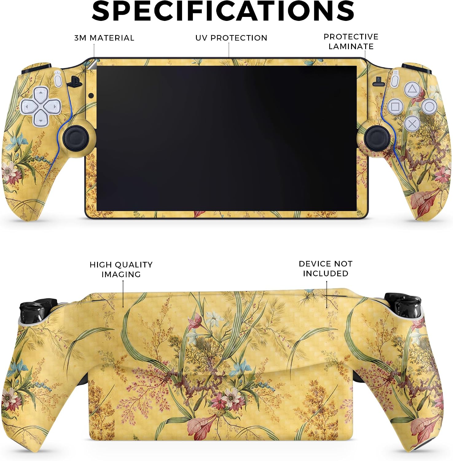 SKIN PROTECTOR PS5 PORTAL REMOTE PLAYER FIBRA DE CARBONO MÁRMOL AMARILLO MIGHTYSKINS - 2