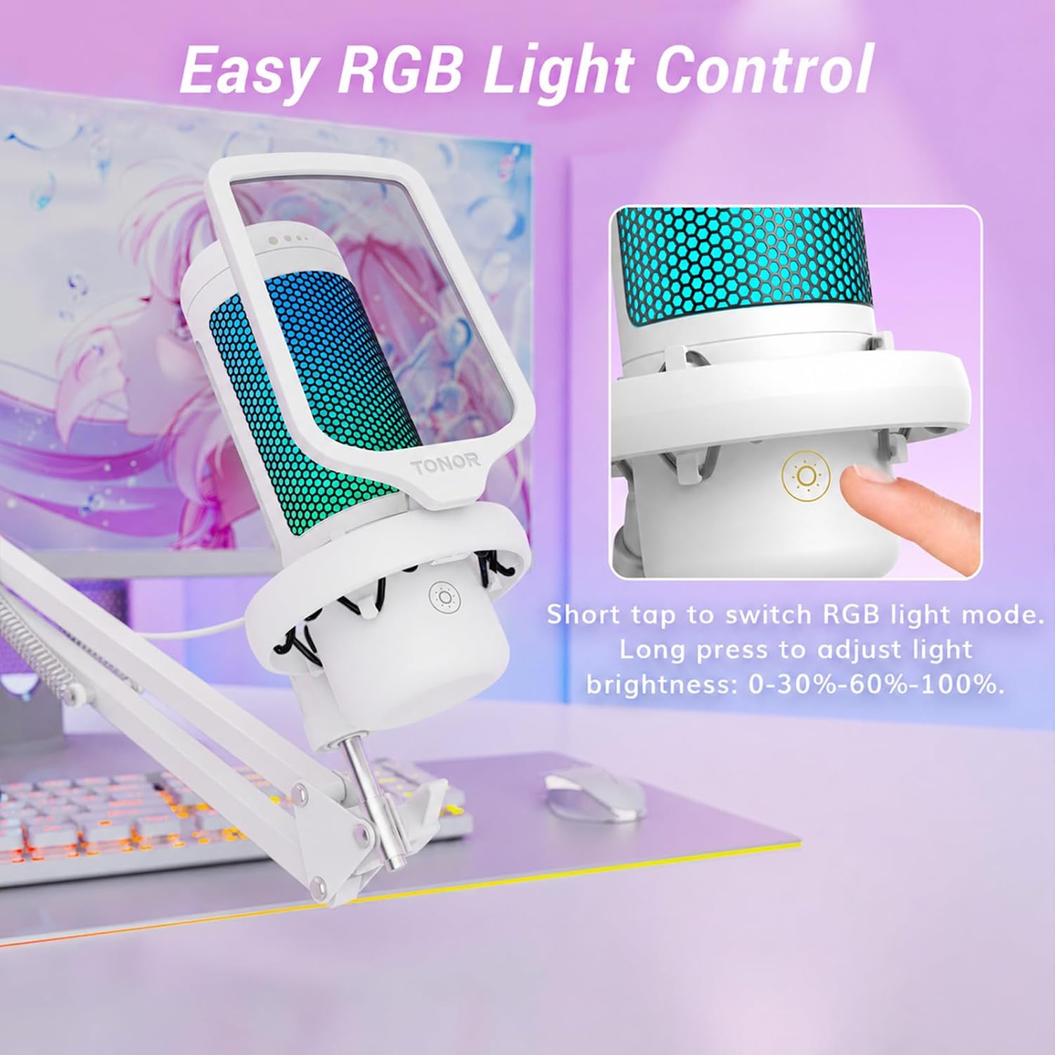 MICRÓFONO TONOR TC310+ CONDENSADOR RGB CON BRAZO ARTICULADO PARA STREAMING - 4