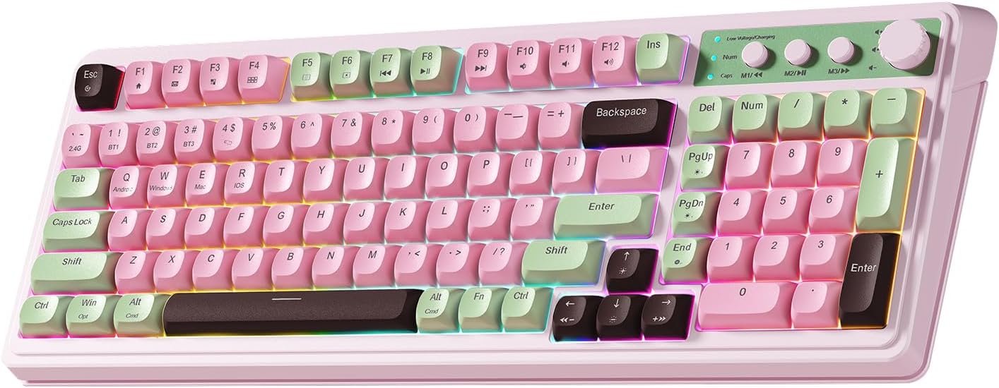 TECLADO GAMER AULA S99 INALÁMBRICO MEMBRANA RGB CREMA - 1