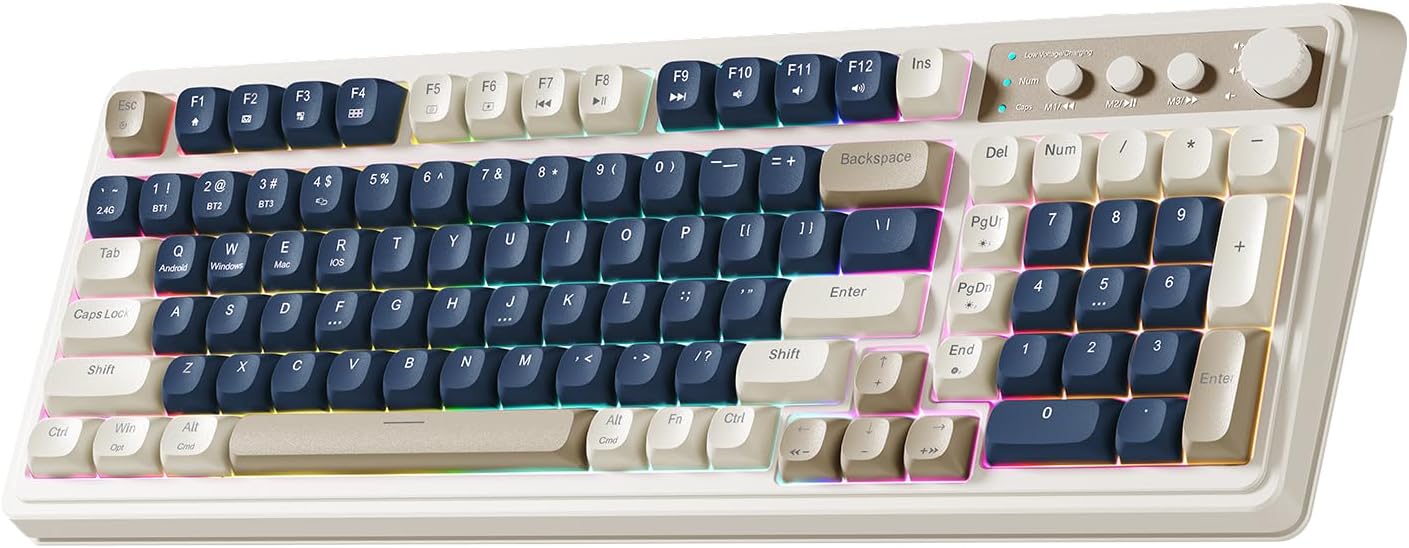 TECLADO GAMER AULA S99 INALÁMBRICO BLUETOOTH RGB FULL SIZE - 1