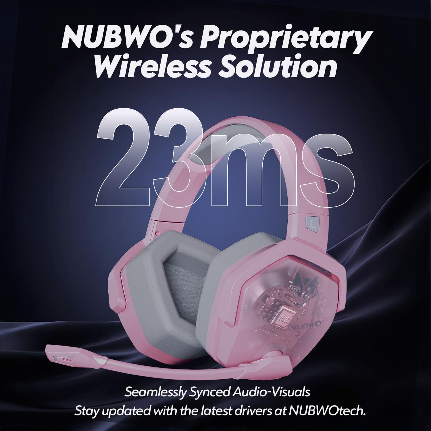 HEADSET NUBWO G06 DUAL WIRELESS GAMING PARA PS5, PS4, PC, MOBILE, SWITCH ROSA - 3