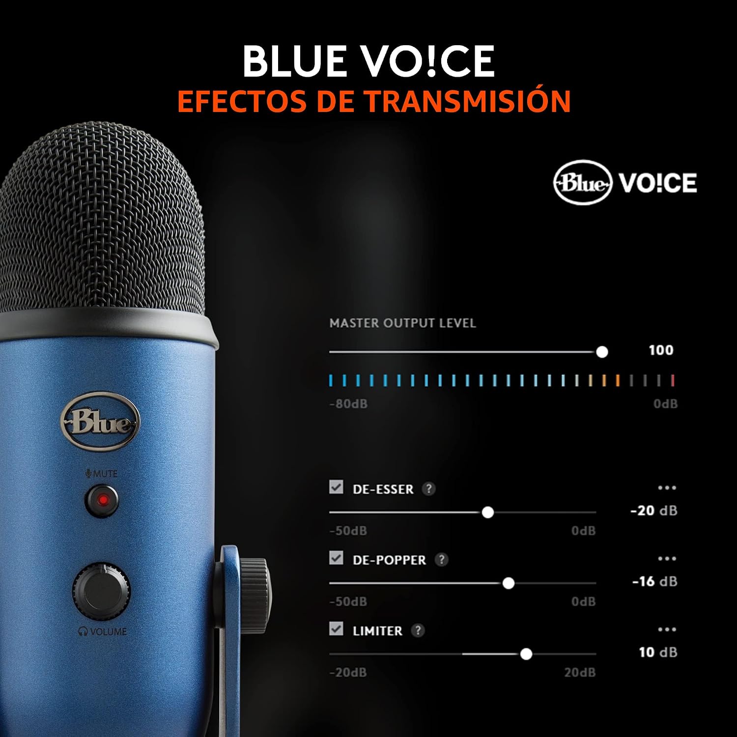 MICRÓFONO LOGITECH BLUE YETI USB MIDNIGHT BLUE - 3
