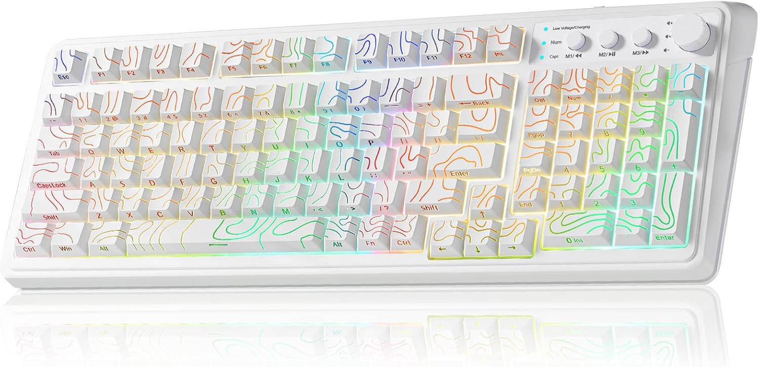 TECLADO GAMER AULA S99 INALÁMBRICO TAMAÑO COMPLETO CON PERILLA MULTIMEDIA - 5