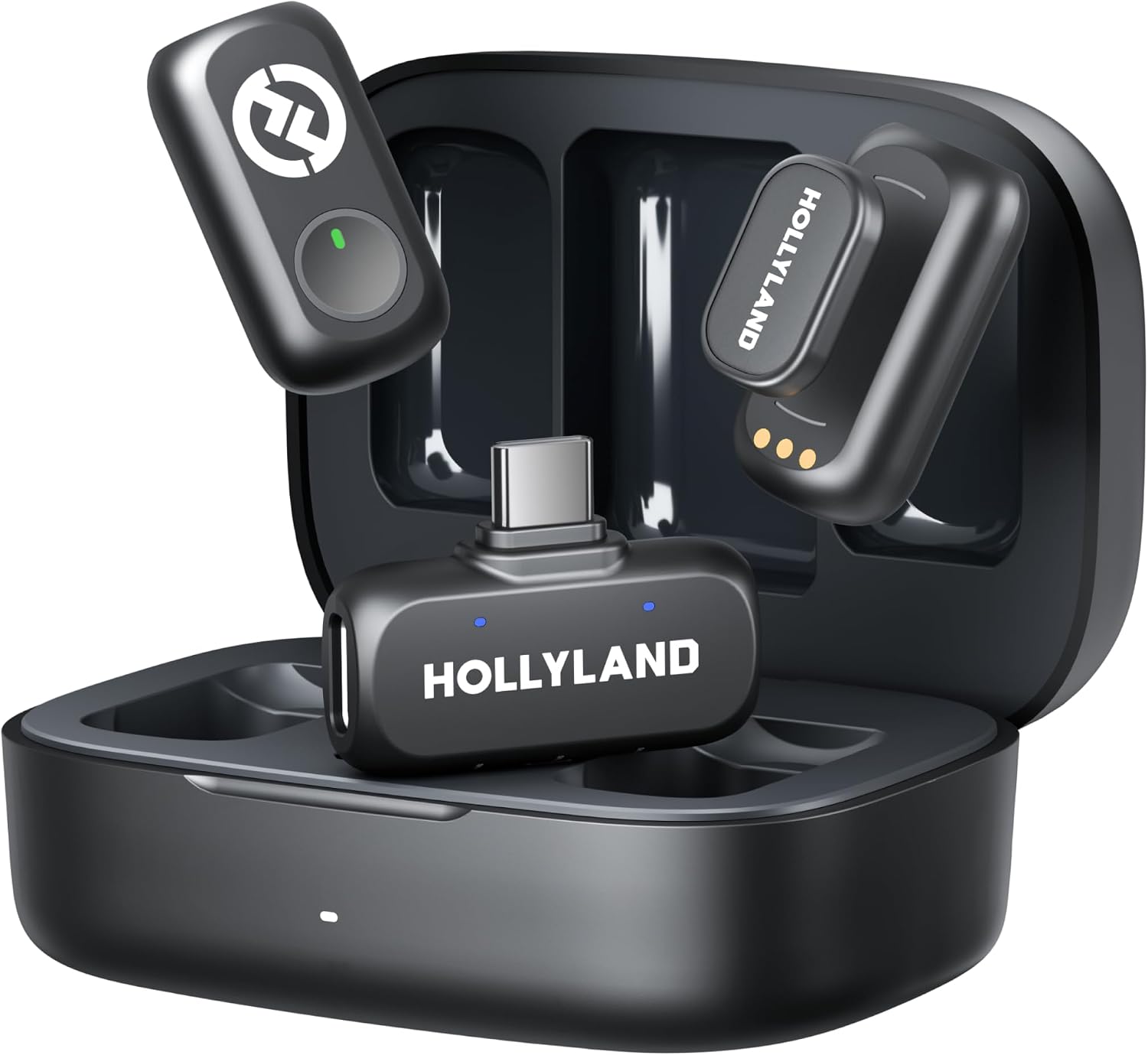 MICRÓFONO INALÁMBRICO HOLLYLAND LARK A1 CON 2 TRANSMISORES, RECEPTOR USB-C Y ESTUCHE DE CARGA - 1
