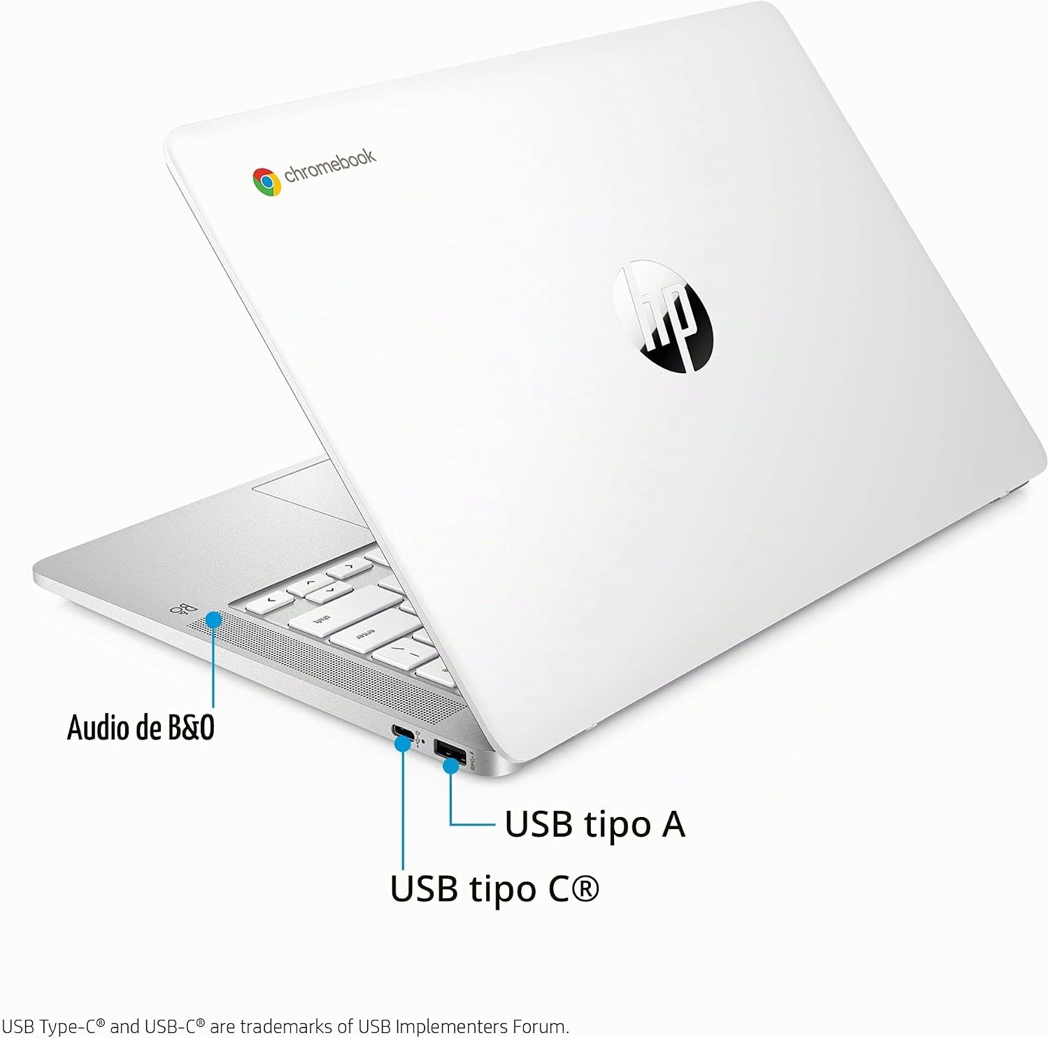 LAPTOP HP CHROMEBOOK 14 PULGADAS FHD INTEL CELERON N4000 4GB RAM 32GB EMMC BLANCO CERÁMICO - 3