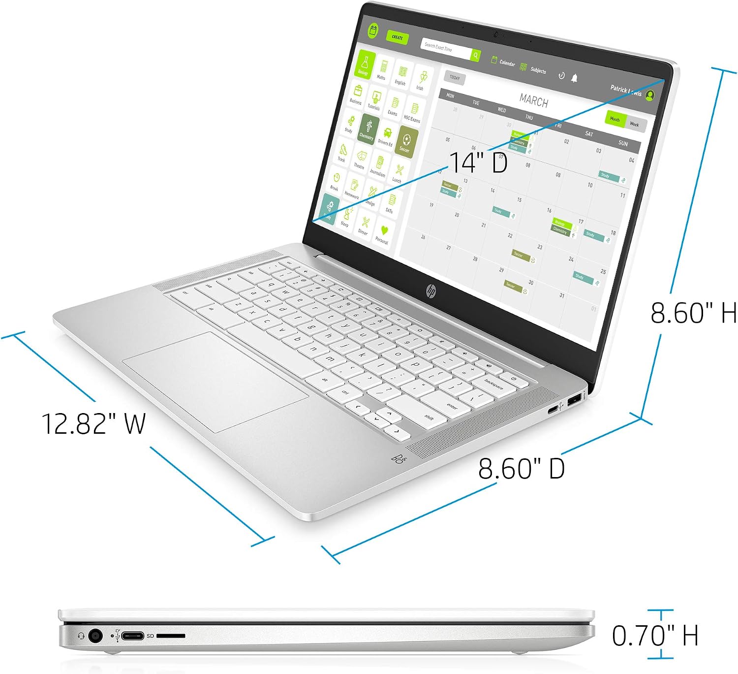 LAPTOP HP CHROMEBOOK 14 PULGADAS FHD INTEL CELERON N4000 4GB RAM 32GB EMMC BLANCO CERÁMICO - 4
